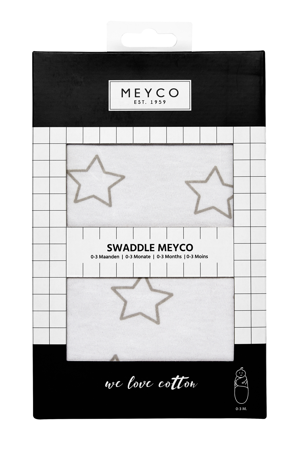 SwaddleMeyco inbakerdoek Stars - grey - 4-6 maanden