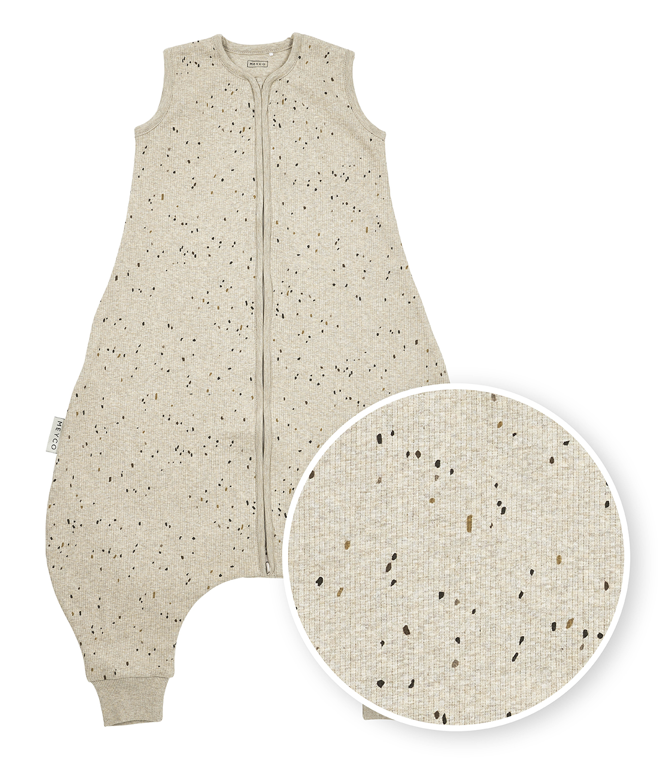 Baby zomer slaapoverall jumper Rib Mini Spot - sand melange - 80cm