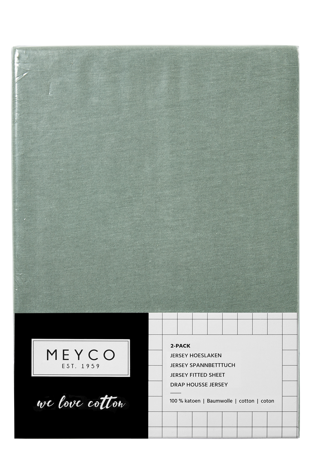 Hoeslaken ledikant 2-pack Uni - stone green - 60x120cm
