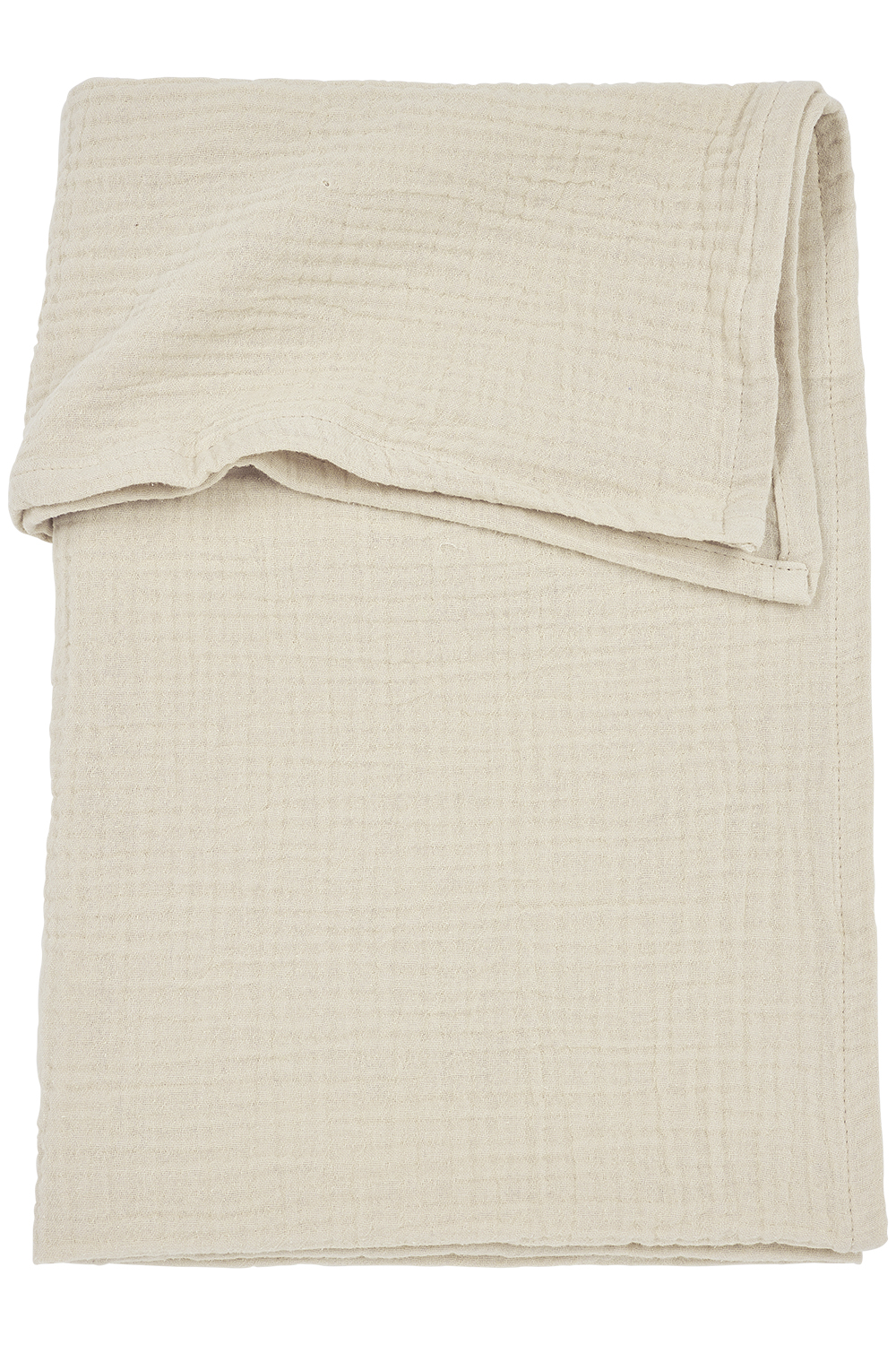 Cot bed sheet pre-washed muslin Uni - soft sand - 100x150cm