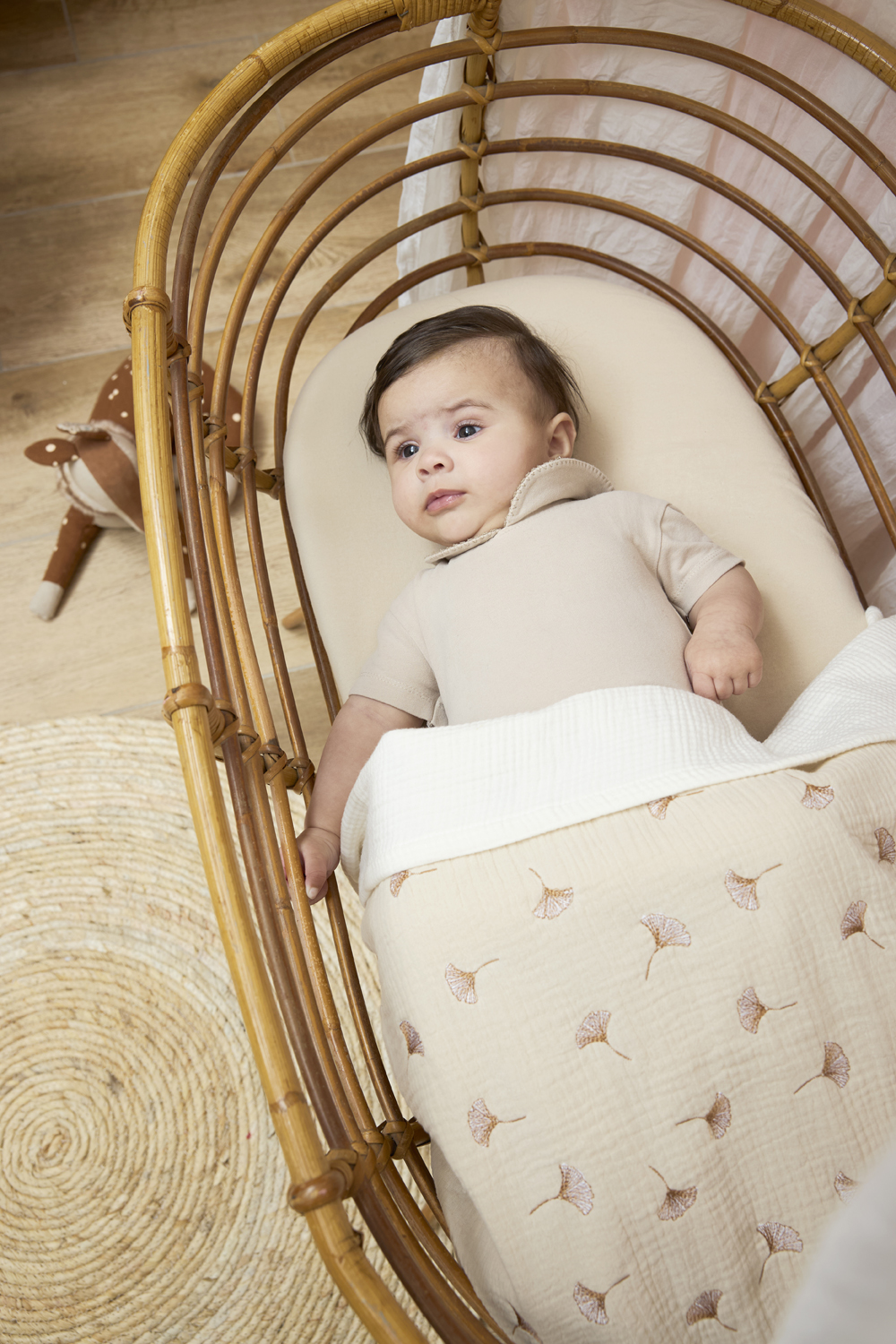 Fitted sheet crib jersey Uni - soft sand - 40x80/90cm