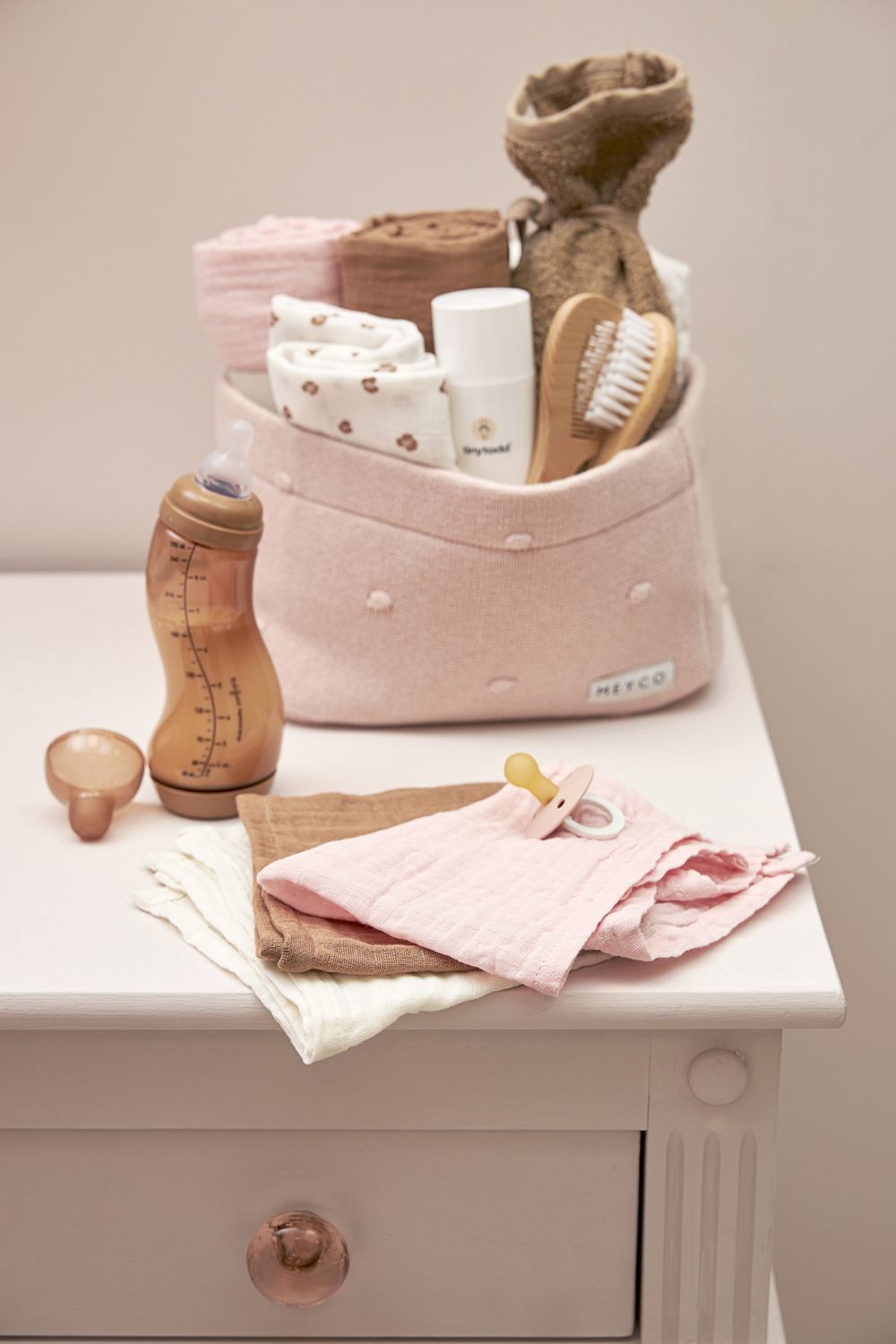 Washandjes 3-pack pre-washed hydrofiel Uni - offwhite/soft pink/toffee - 20x17cm