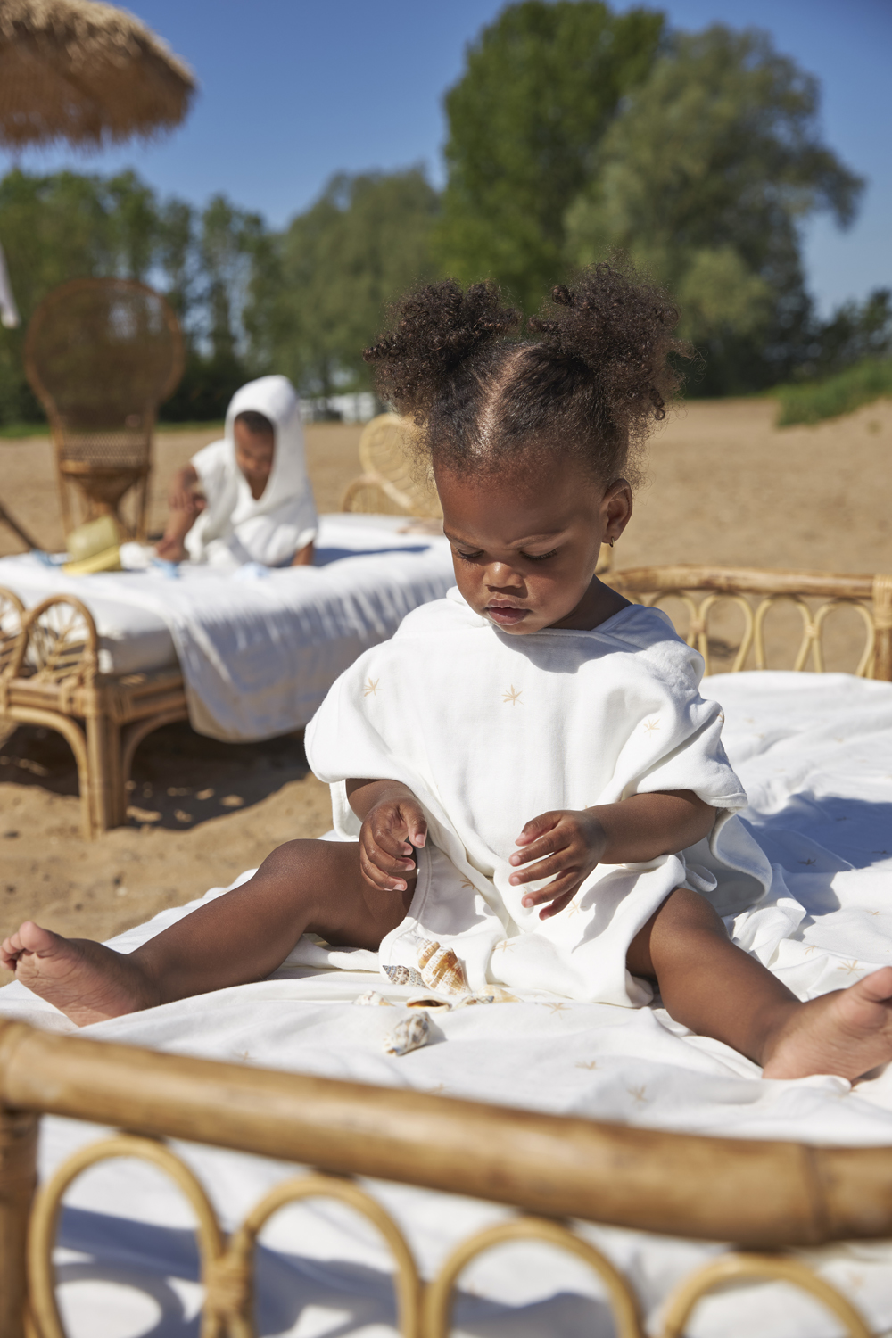 Badponcho bamboe hydrofiel Ibiza - warm sand - 3-5 jaar