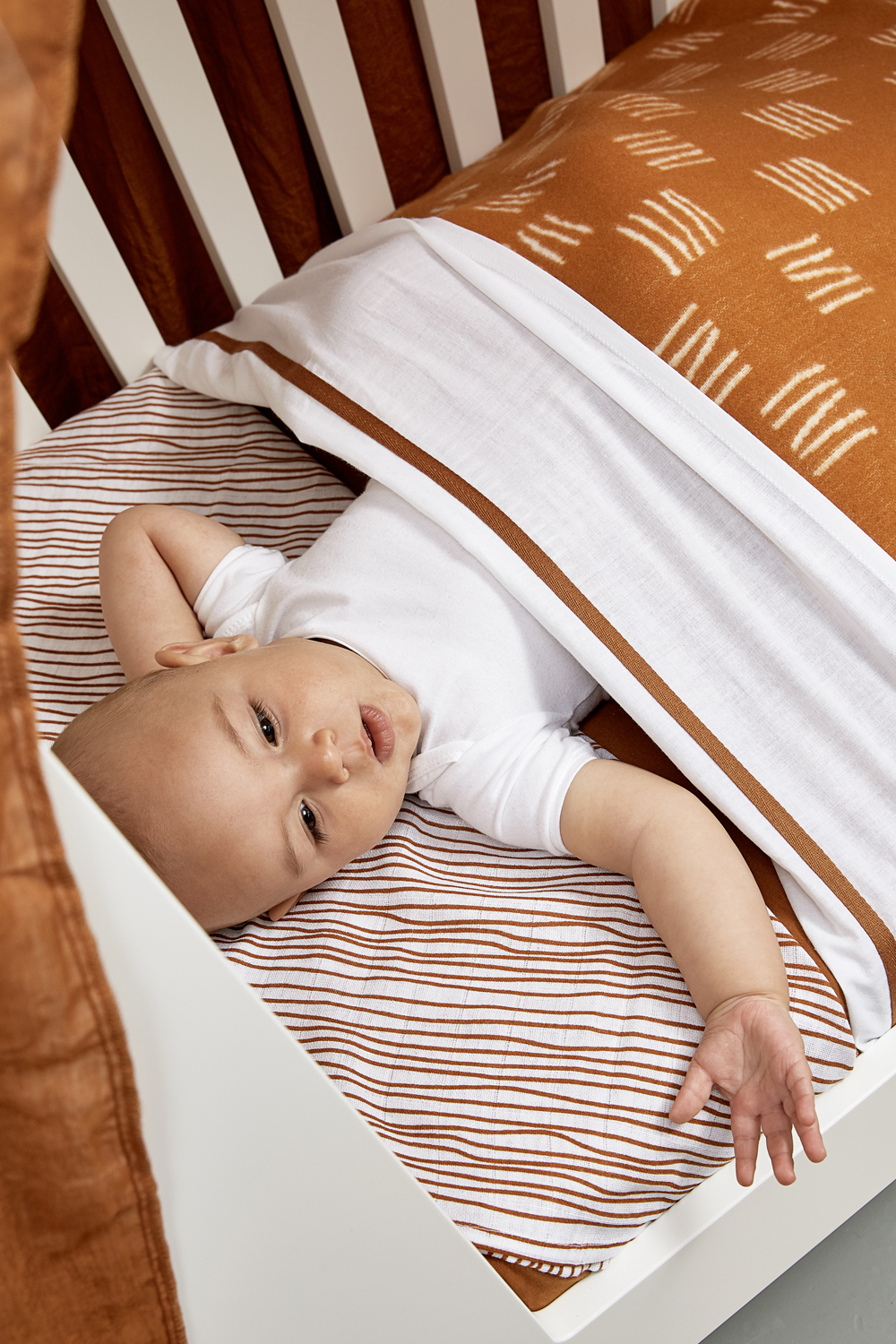 Swaddle  3er pack musselin Block Stripe - camel - 120x120cm