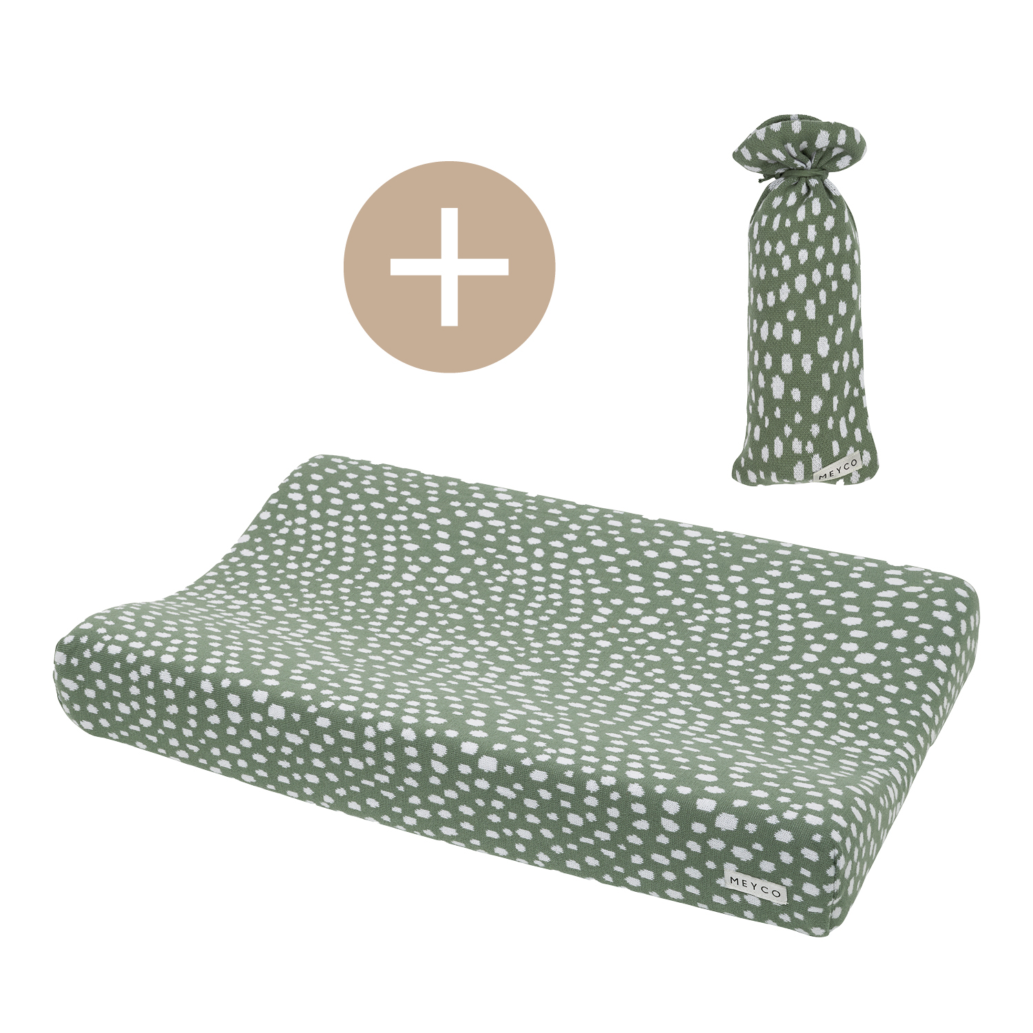 Changing mat cover + hot water bottle cover Cheetah - forest green - 50x70cm