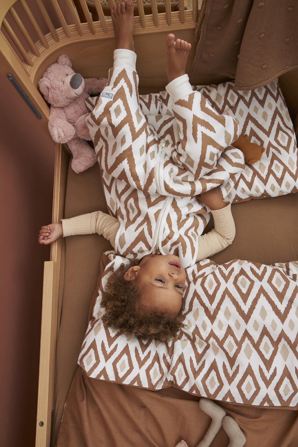 Baby winter slaapoverall jumper Ikat - sand - 80cm