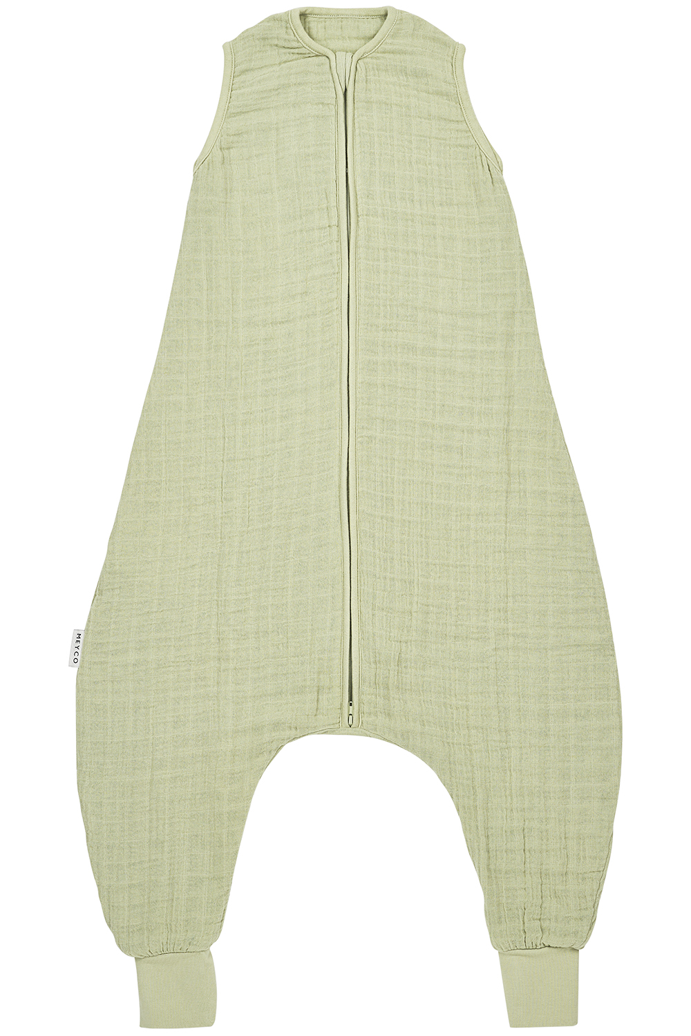 Baby zomer slaapoverall jumper pre-washed hydrofiel Uni - soft olive - 80cm - 0.5 TOG