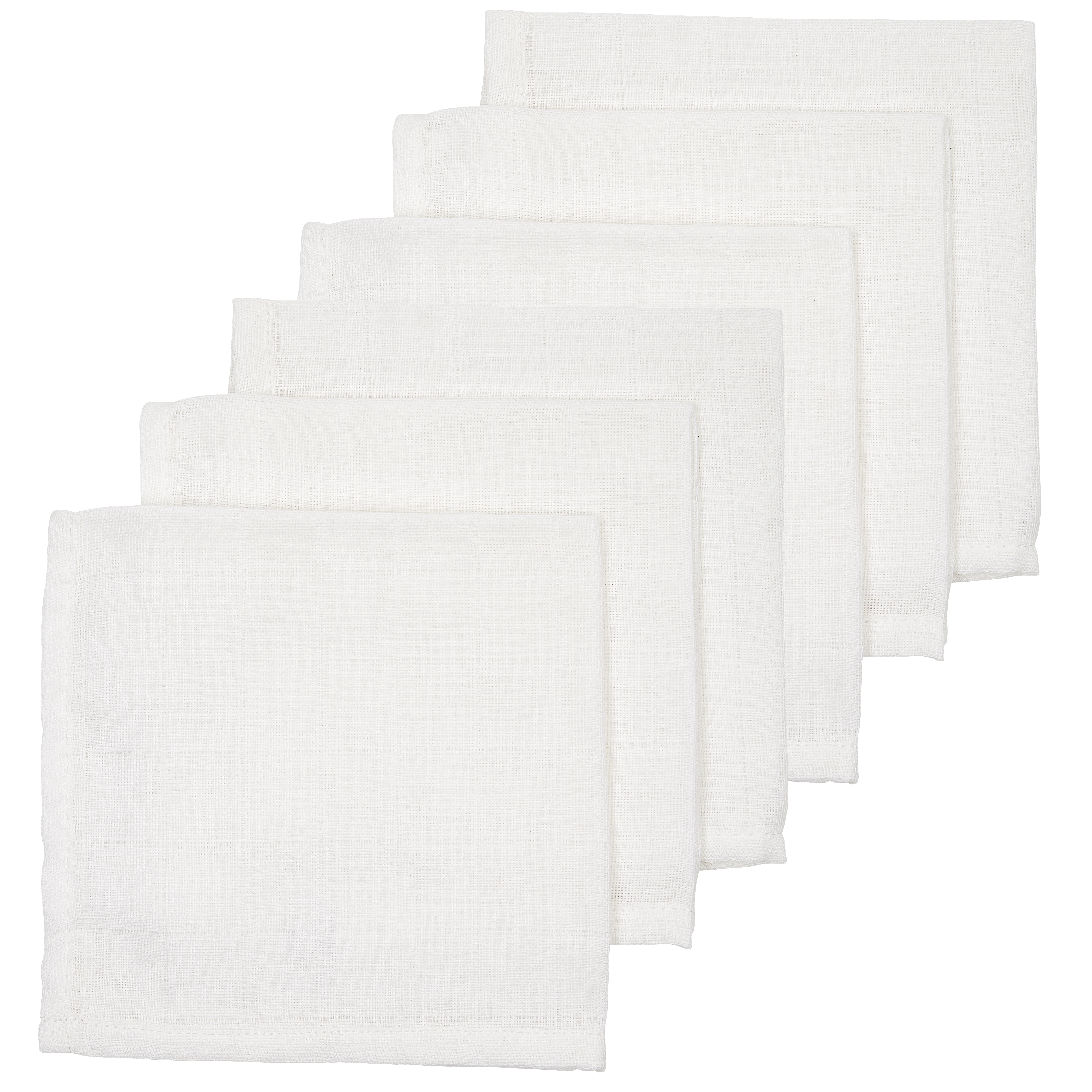 Organic Muslin Face Cloths 6-Pack - White - 30X30cm