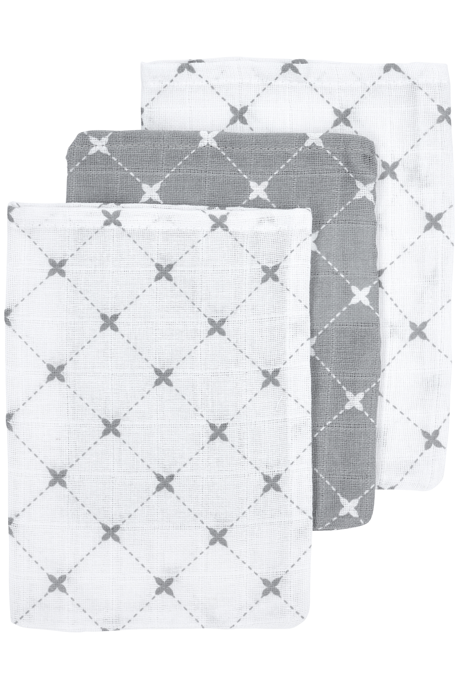 Washandjes 3-pack hydrofiel Louis - grey - 20x17cm