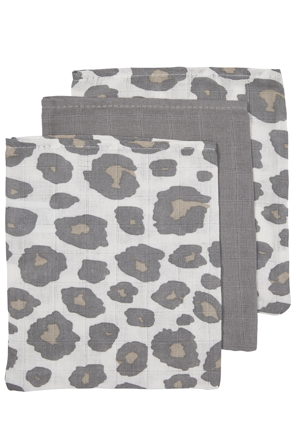 Muslin Wash Mitts 3-Pack Panther- Panther Neutral/Uni Grey/Panther Neutral - 20X17cm