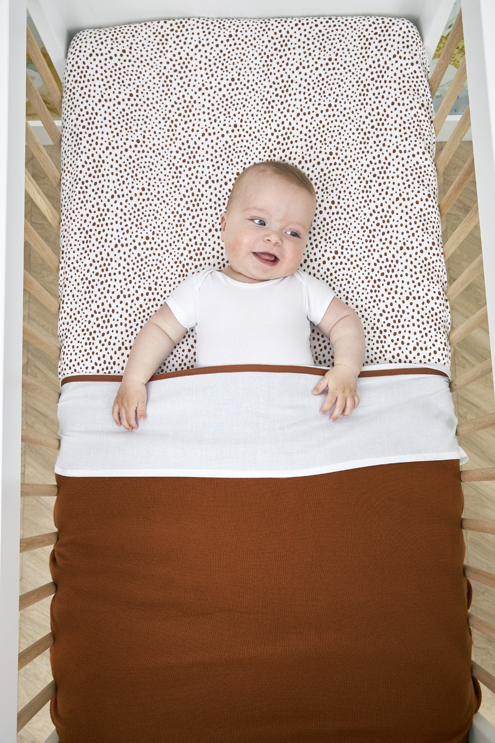 Ledikant laken Bies velvet - camel - 100x150cm
