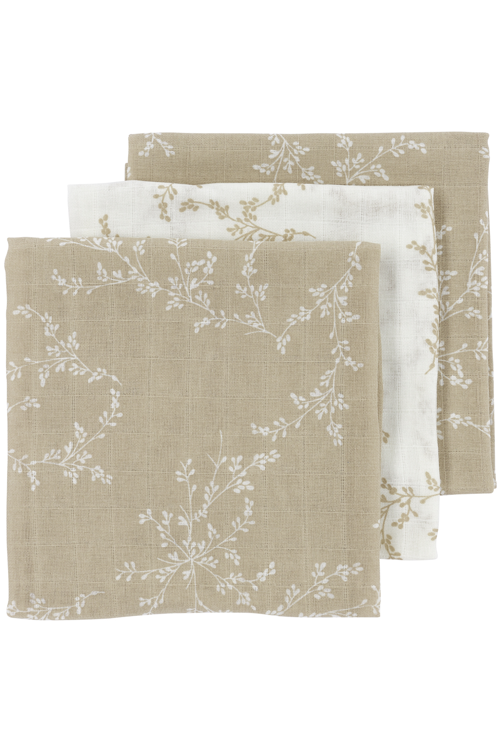 Musselin Mullwindeln 3er pack Branches - sand - 70x70cm