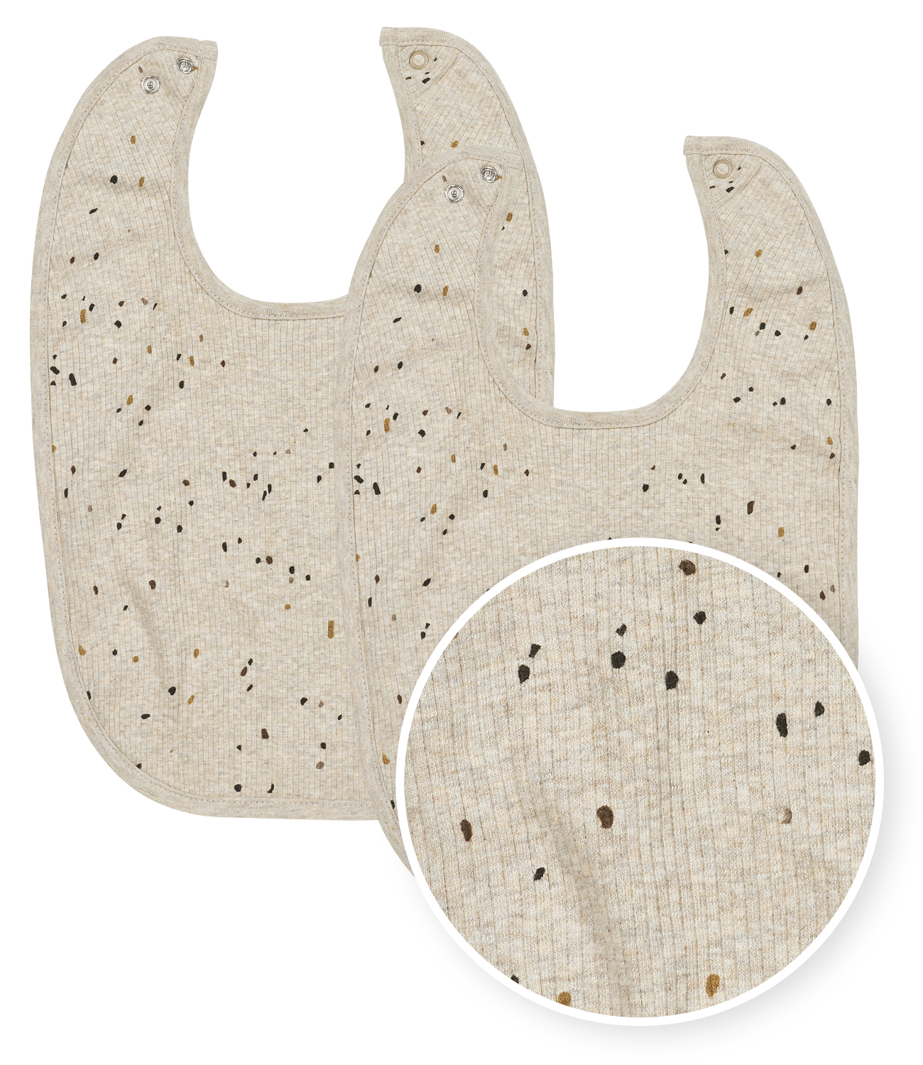 Lätzchen mit Druckknopf 2er pack Rib Mini Spot - sand melange