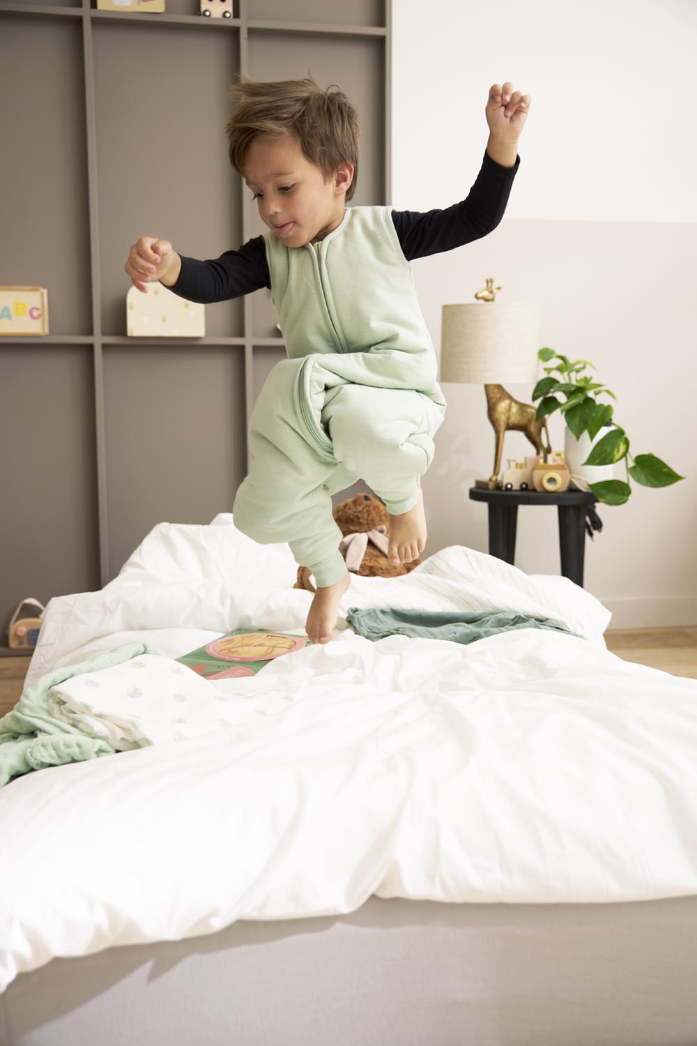 Baby winter slaapoverall jumper Slub - soft green - 104cm - 2.0 TOG