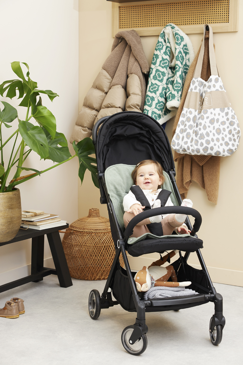 Buggy inlegger badstof Uni - forest green