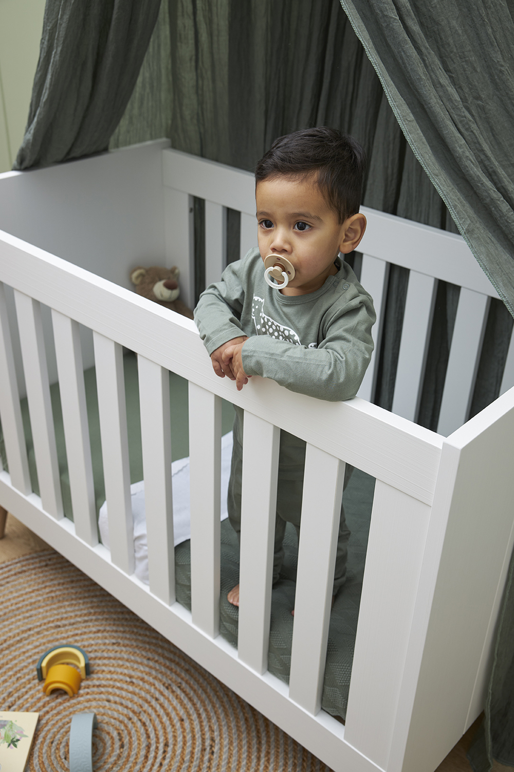 Fitted sheet cot bed jersey Uni - forest green - 60x120cm