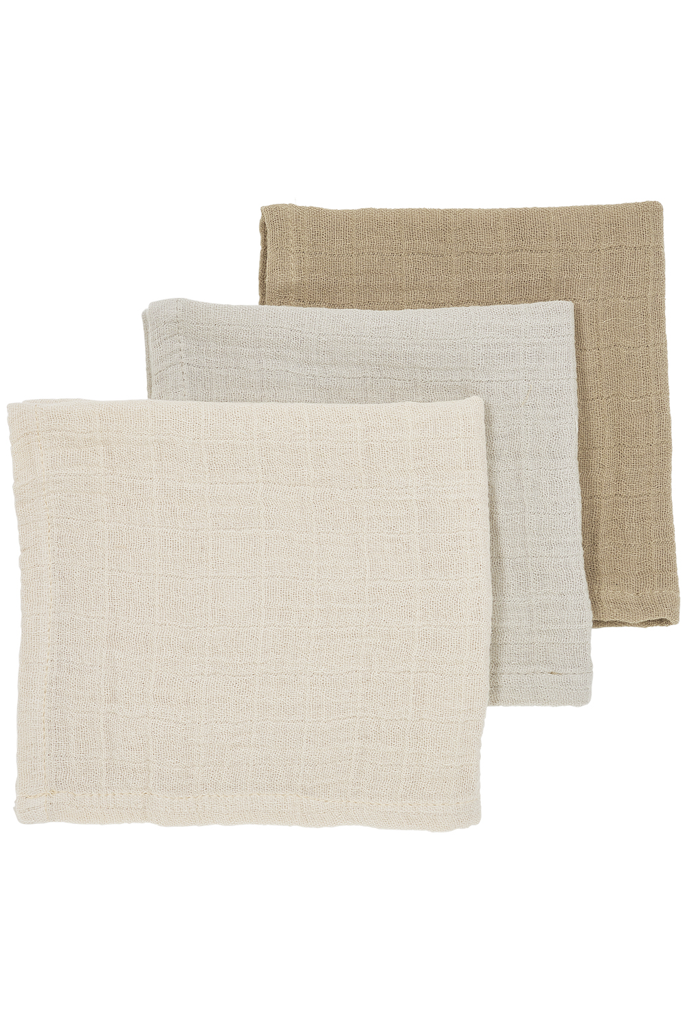 Monddoekjes 3-pack pre-washed hydrofiel Uni - soft sand/greige/taupe - 30x30cm