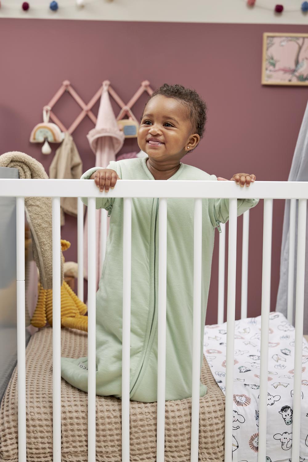 Baby slaapzak met afritsbare mouwen Slub - soft green - 70cm - 2.5 TOG