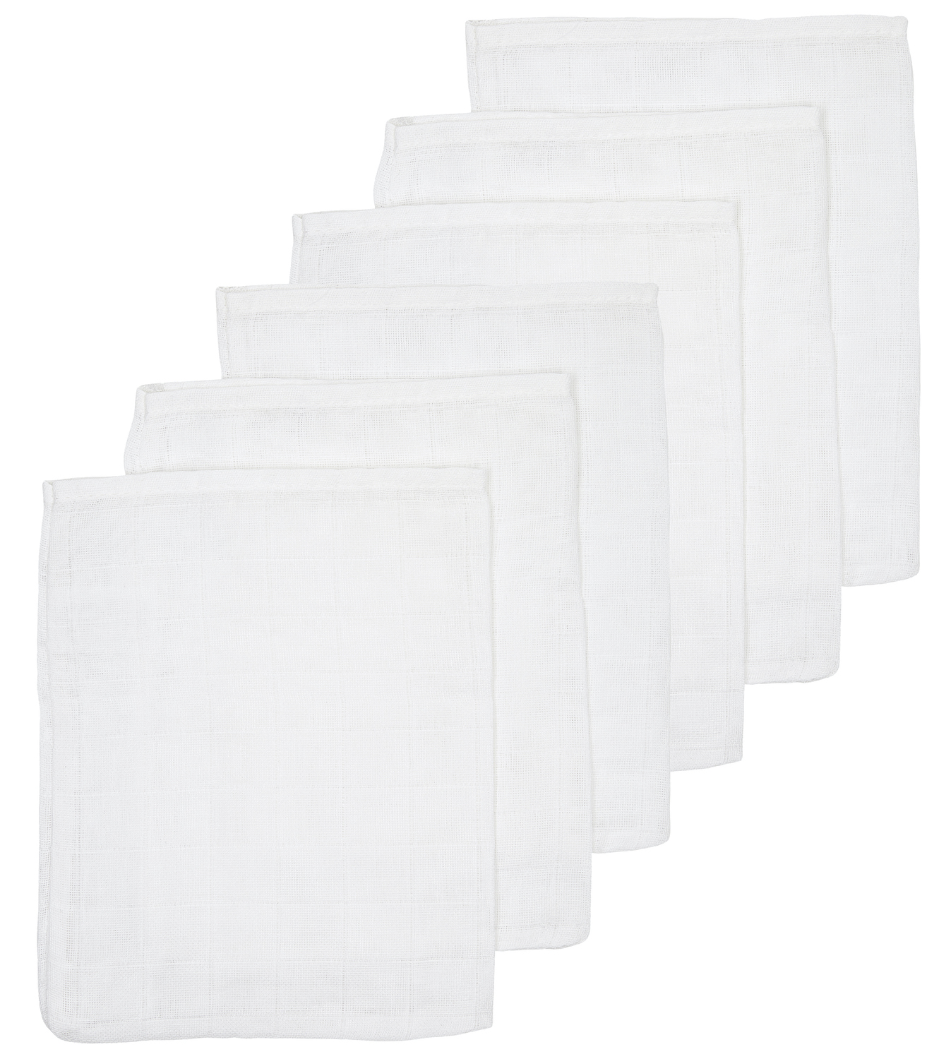 Washandjes 6-pack biologisch hydrofiel Uni - white - 20x17cm
