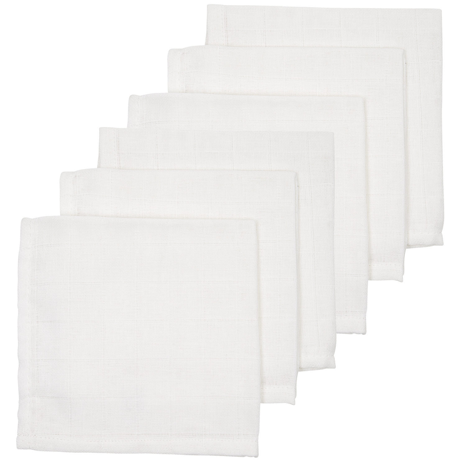 Facecloth 6-pack muslin Uni - white - 30x30cm