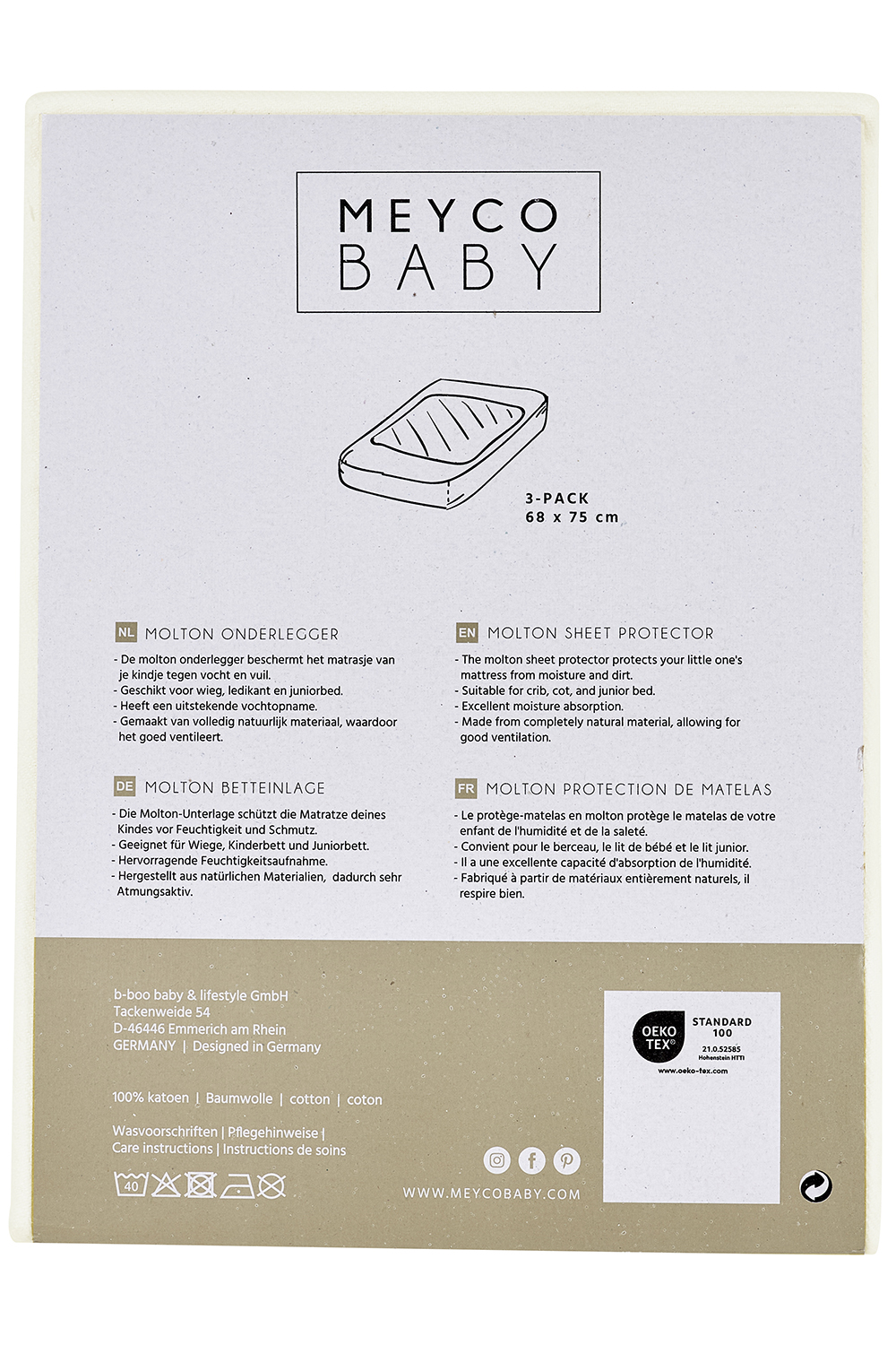 Molton sheet protector 3-pack - white - 68x75cm
