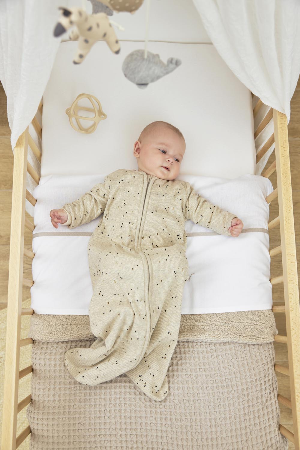 Baby slaapzak met mouwen Rib Mini Spot - sand melange - 70cm - 1.0 TOG