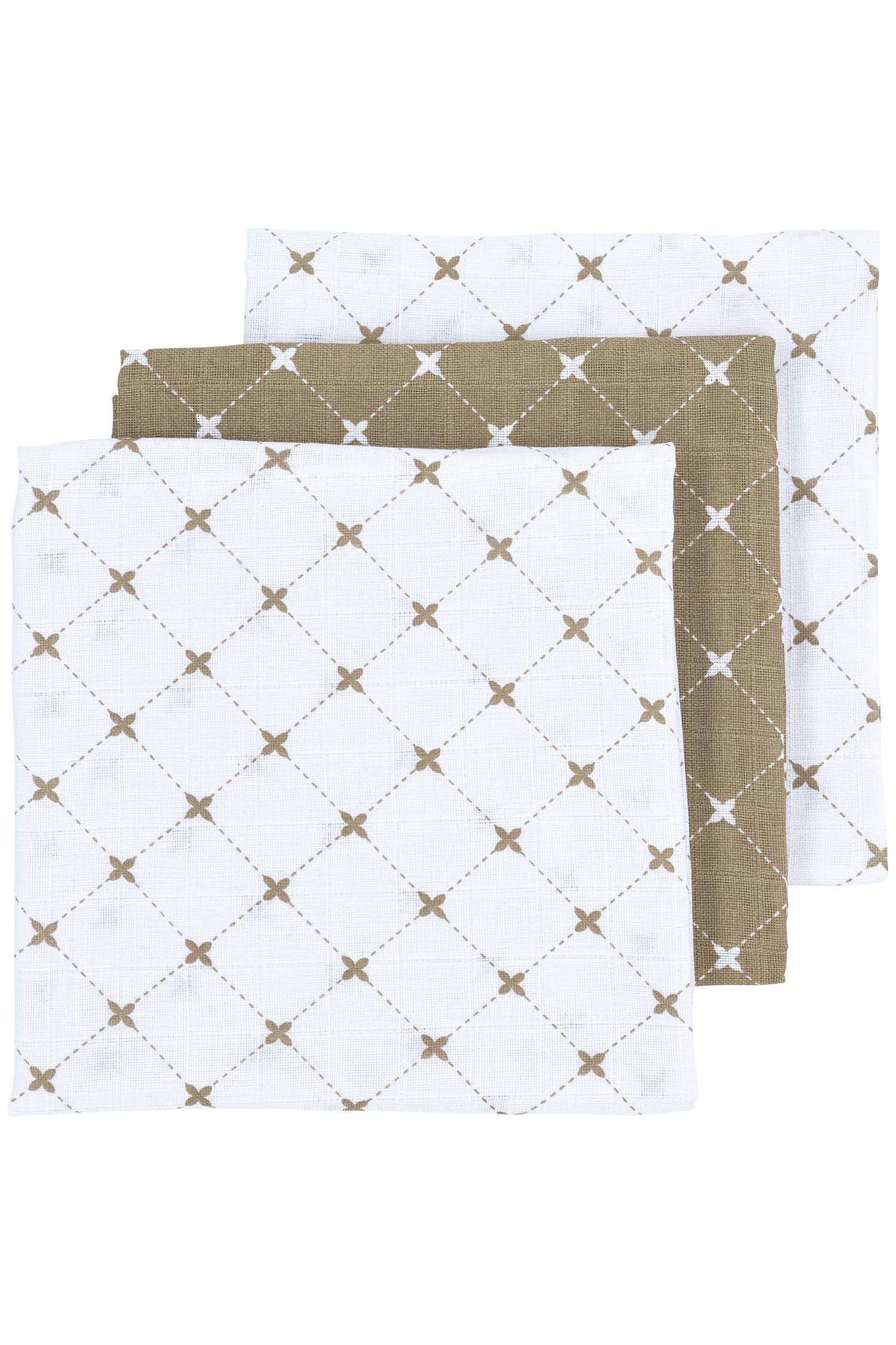 Meyco X Mrs. Keizer Muslin Squares 3-pack Louis - Taupe -  70x70 cm