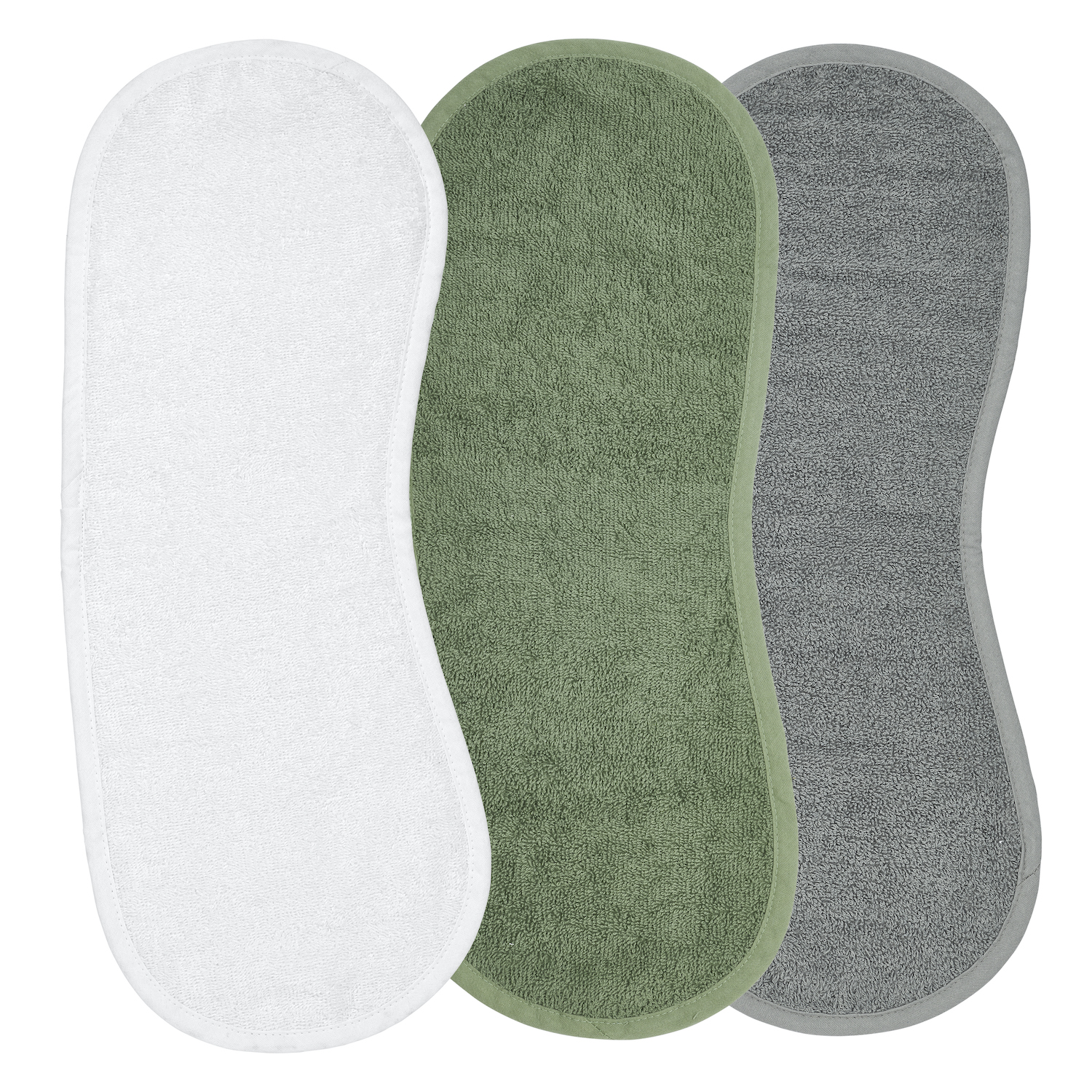 Spucktuch 3er pack frottee Uni - white/forest green/grey - 53x20cm