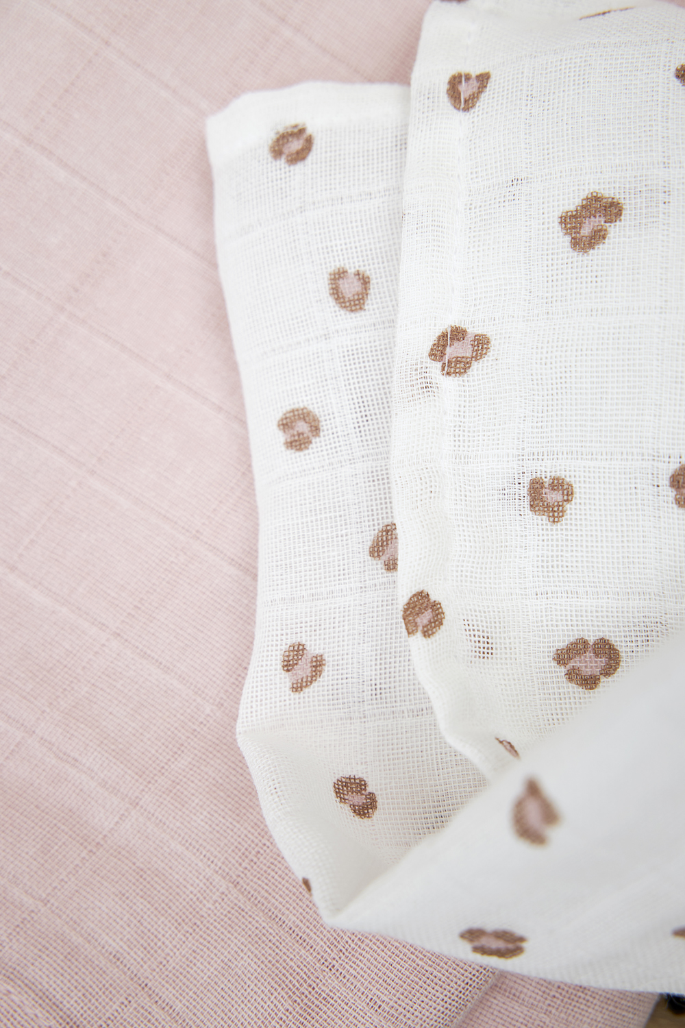 Muslin Face cloths 3-pack Mini Panther - Soft Pink - 30x30cm