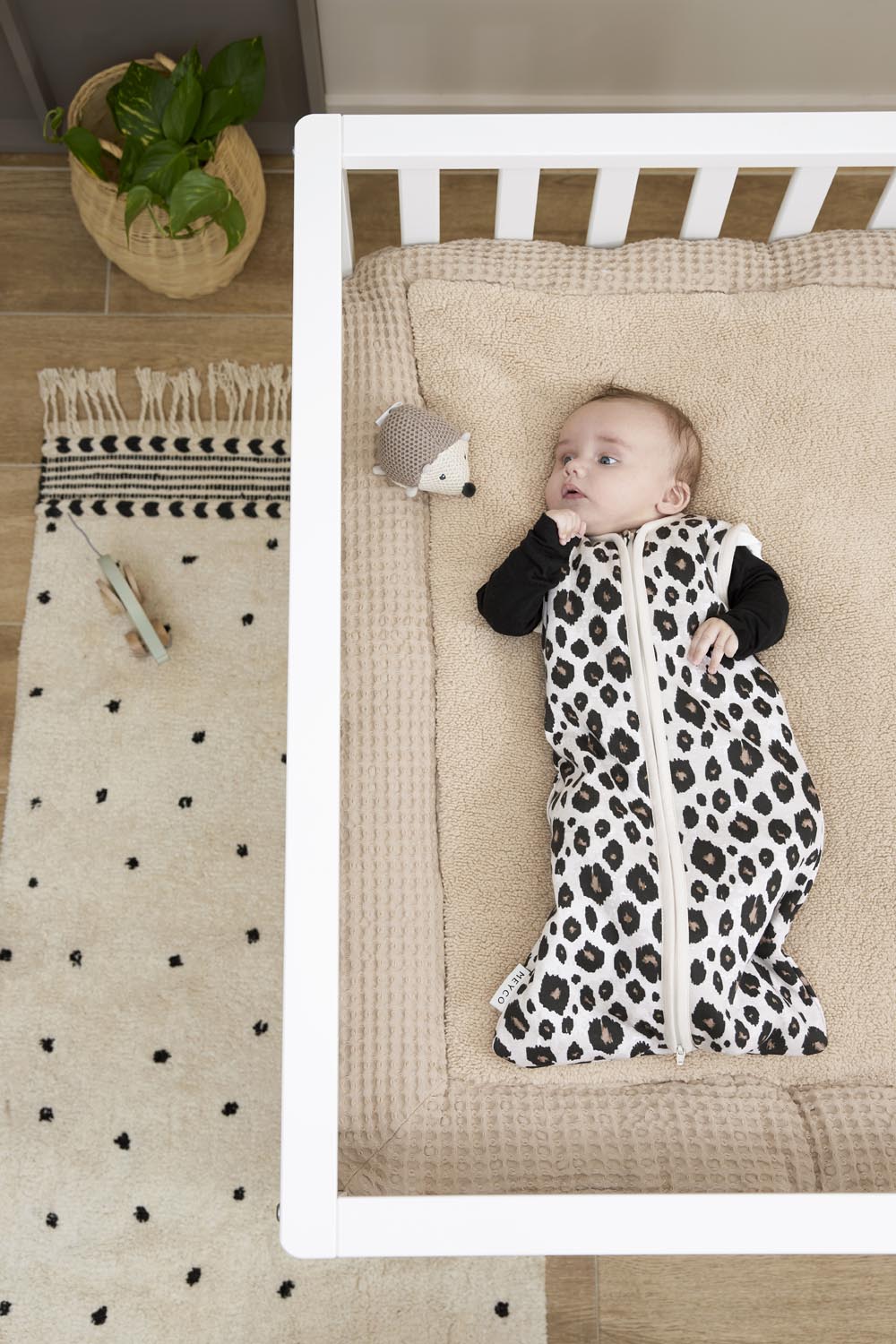 Baby slaapzak met afritsbare mouwen Leopard - sand melange - 70cm