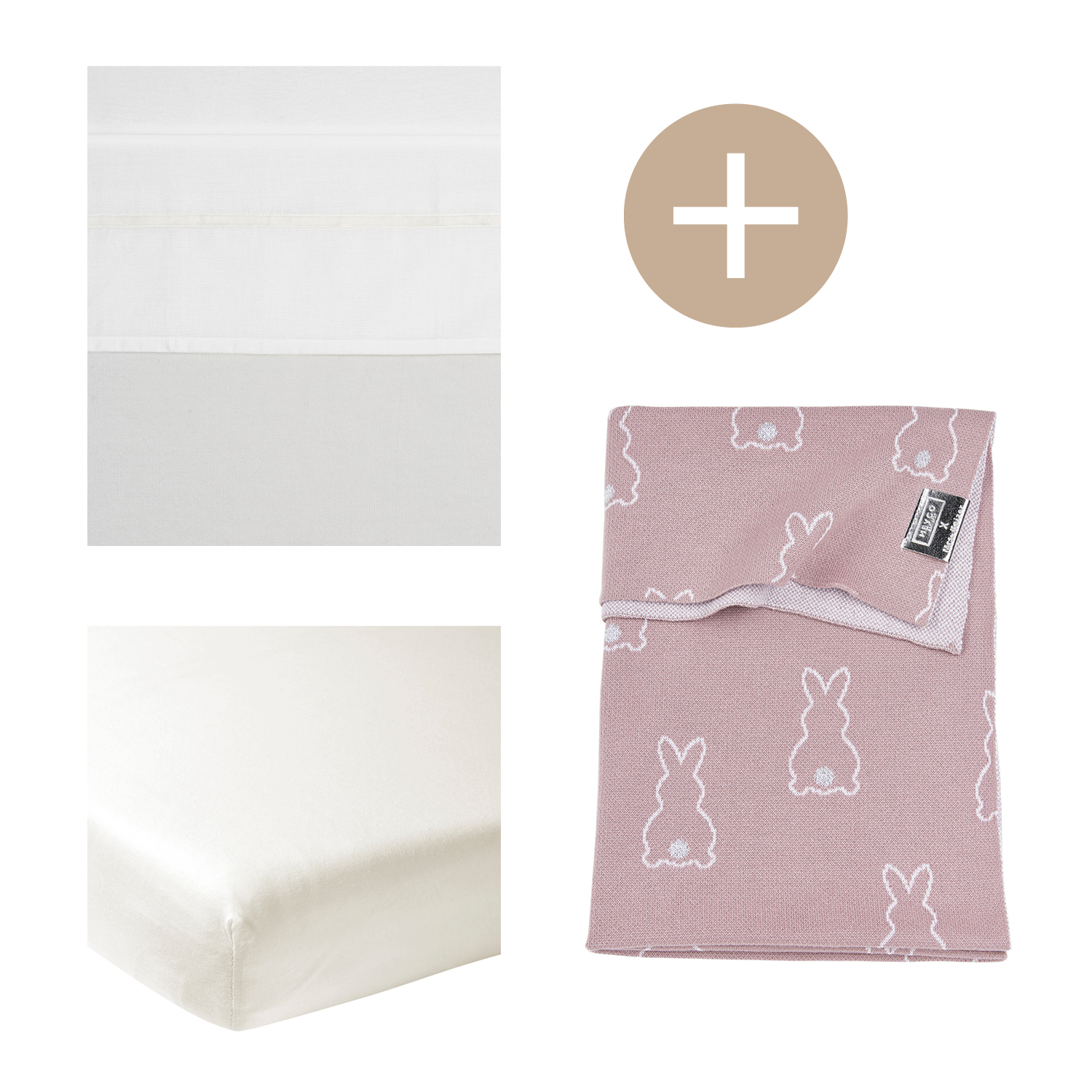 Cot bed blanket + cot bed sheet + fitted sheet cot bed Rabbit - lilac - 100x150cm