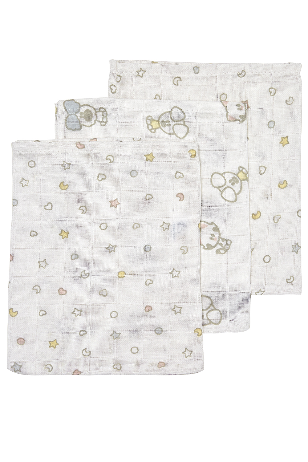 Muslin Wash Mitts 3-Pack Woezel&Pip - 20X17cm