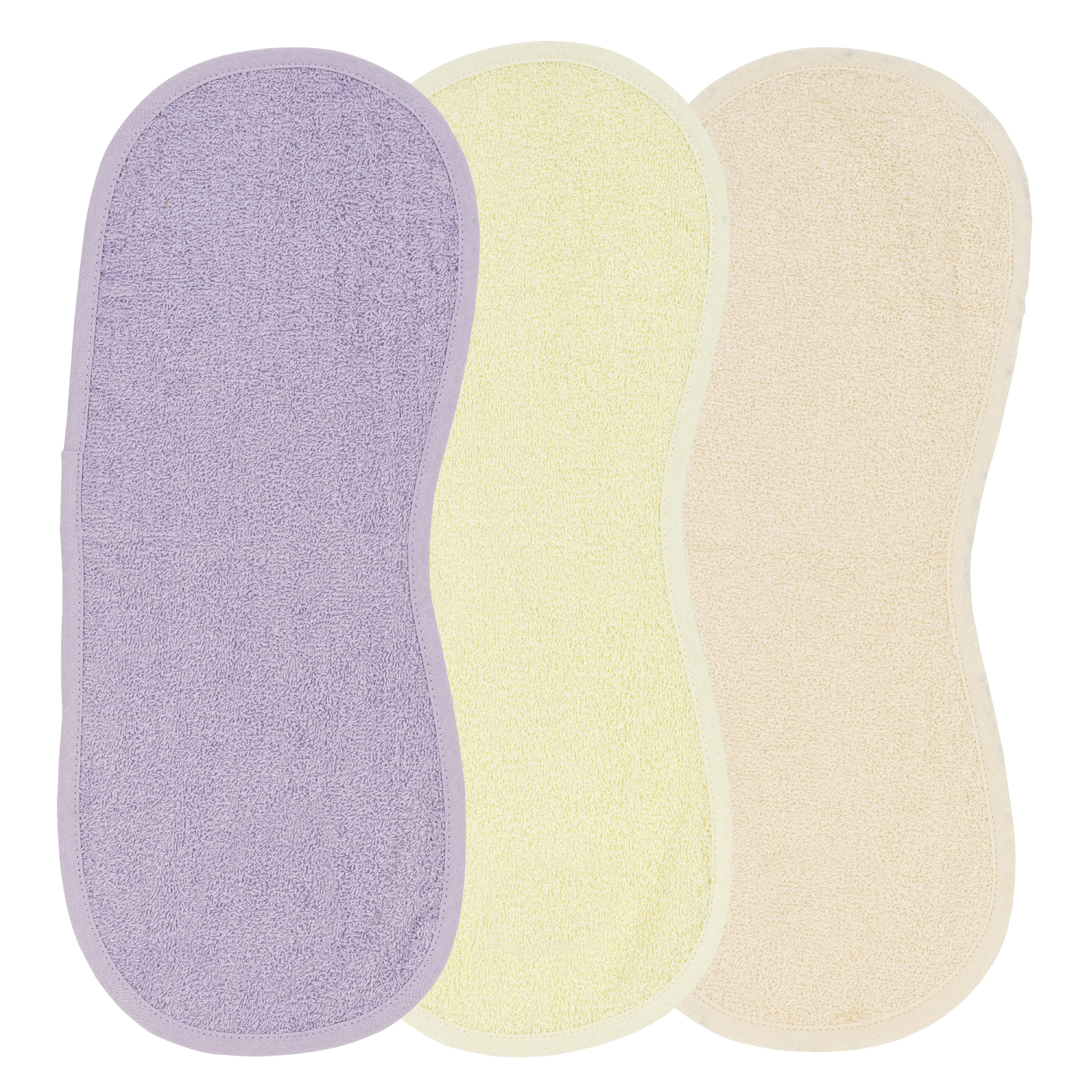 Basic Terry Burp Cloths Shoulder Model 3-pack  - Soft Lilac/Soft Yellow/Soft Peach - 53x20cm