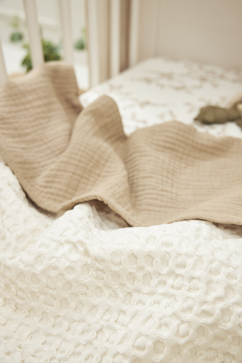 Cot bed blanket Waffle Cotton - nature - 100x150cm