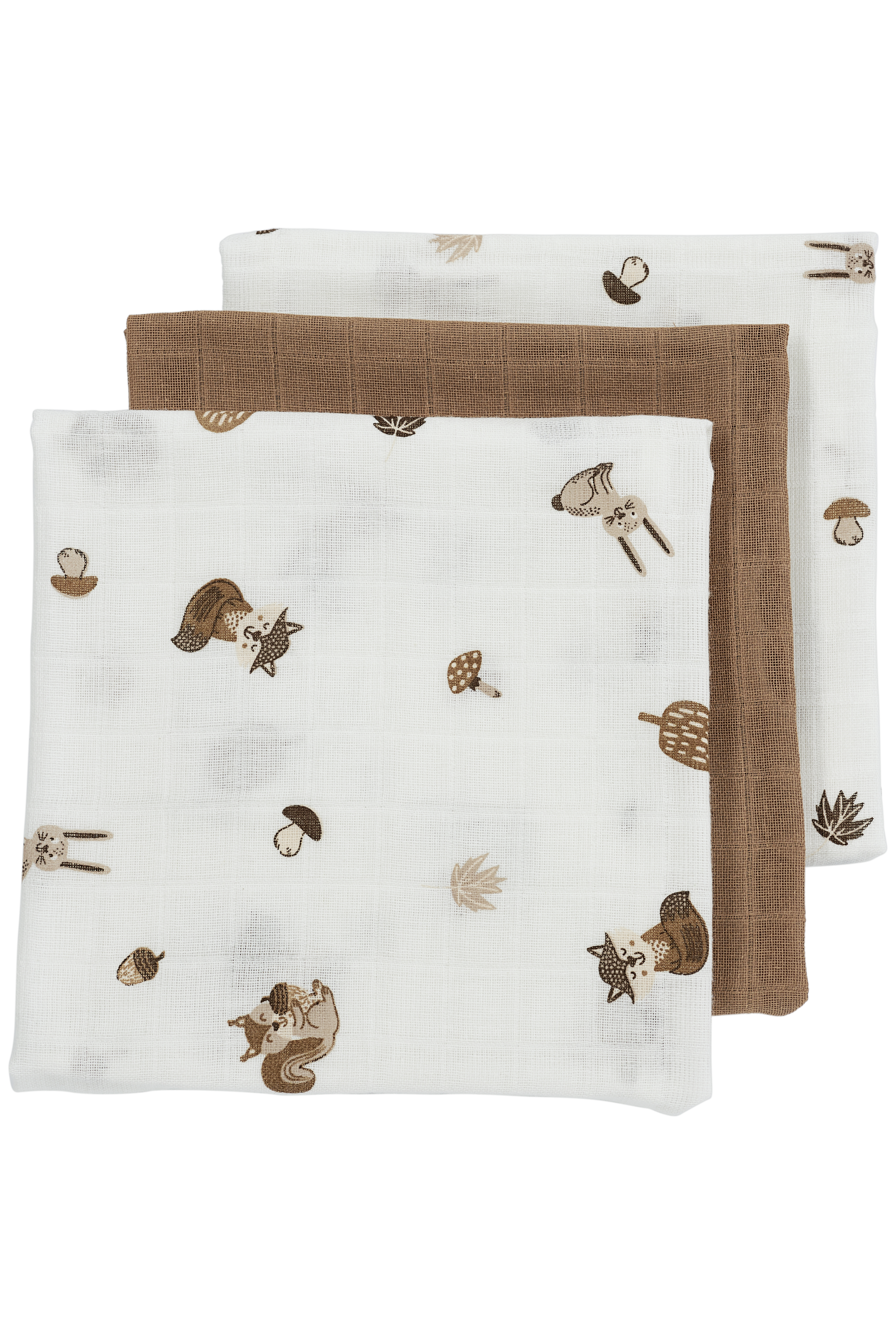 Musselin Mullwindeln 3er pack Forest Animals - toffee - 70x70cm