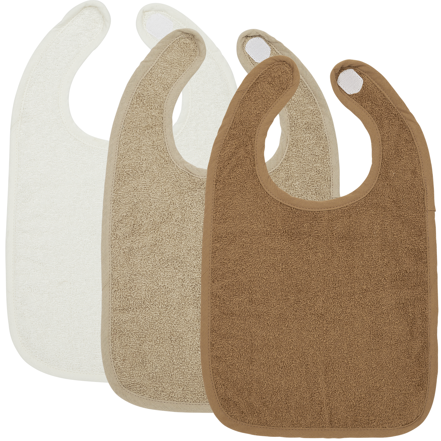 Lätzchen 3er pack frottee Uni - offwhite/sand/toffee