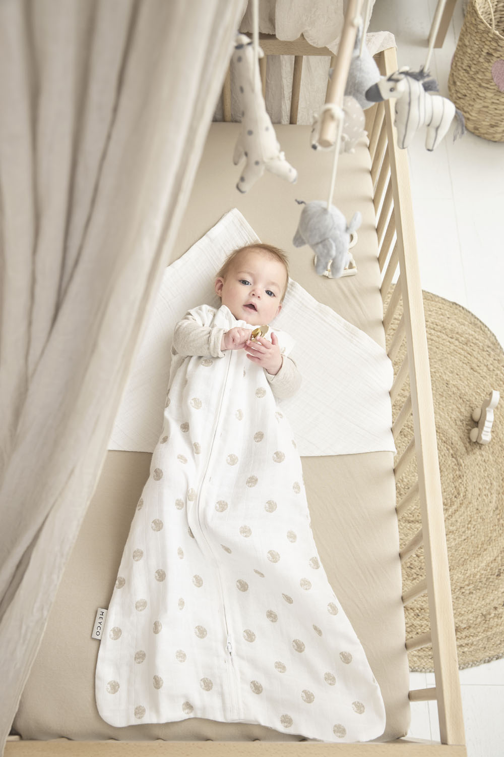 Baby zomerslaapzak hydrofiel Dots - sand - 110cm - 0.3 TOG