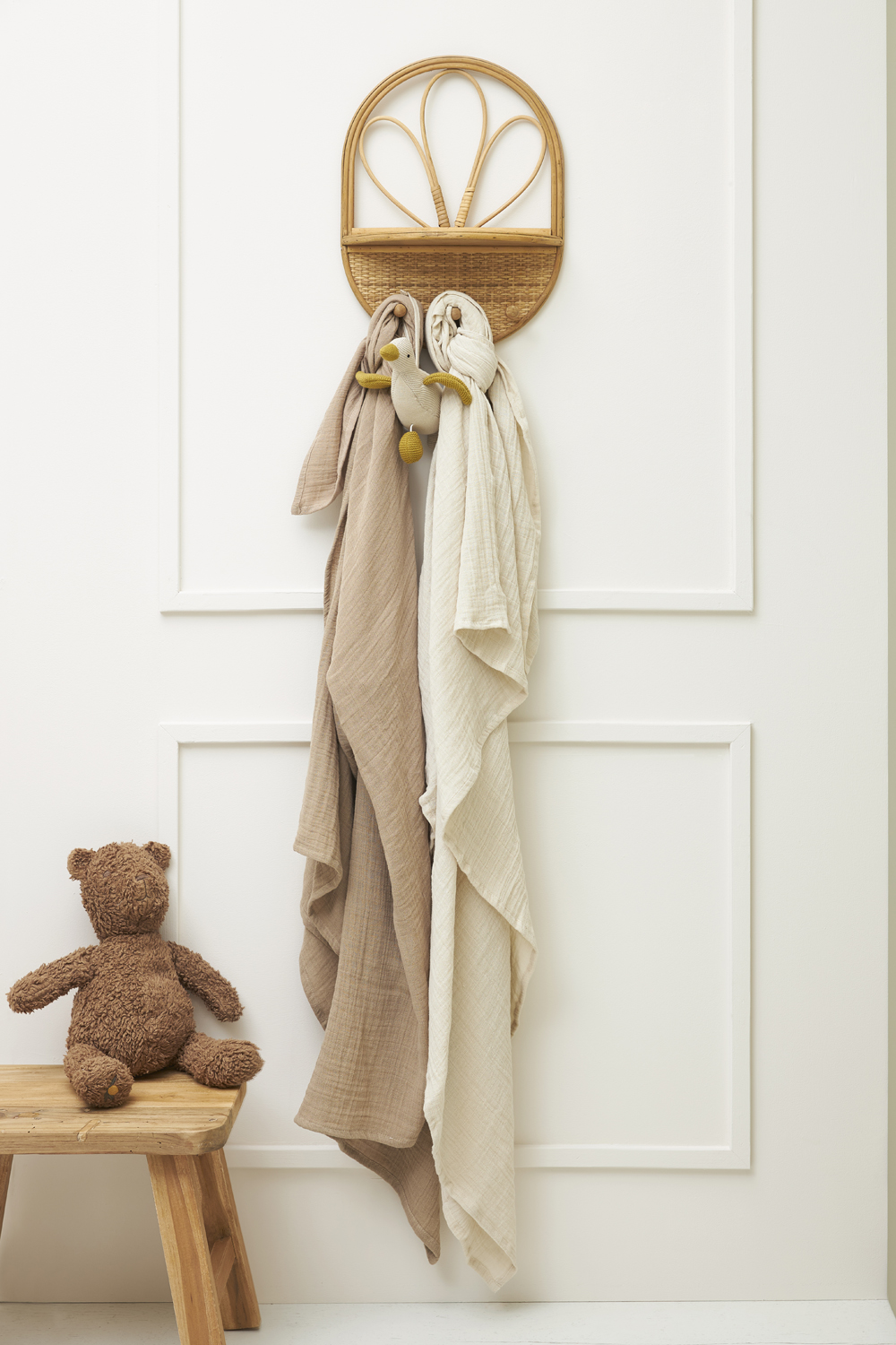 Swaddle 2-pack pre-washed hydrofiel Uni - soft sand/taupe - 120x120cm