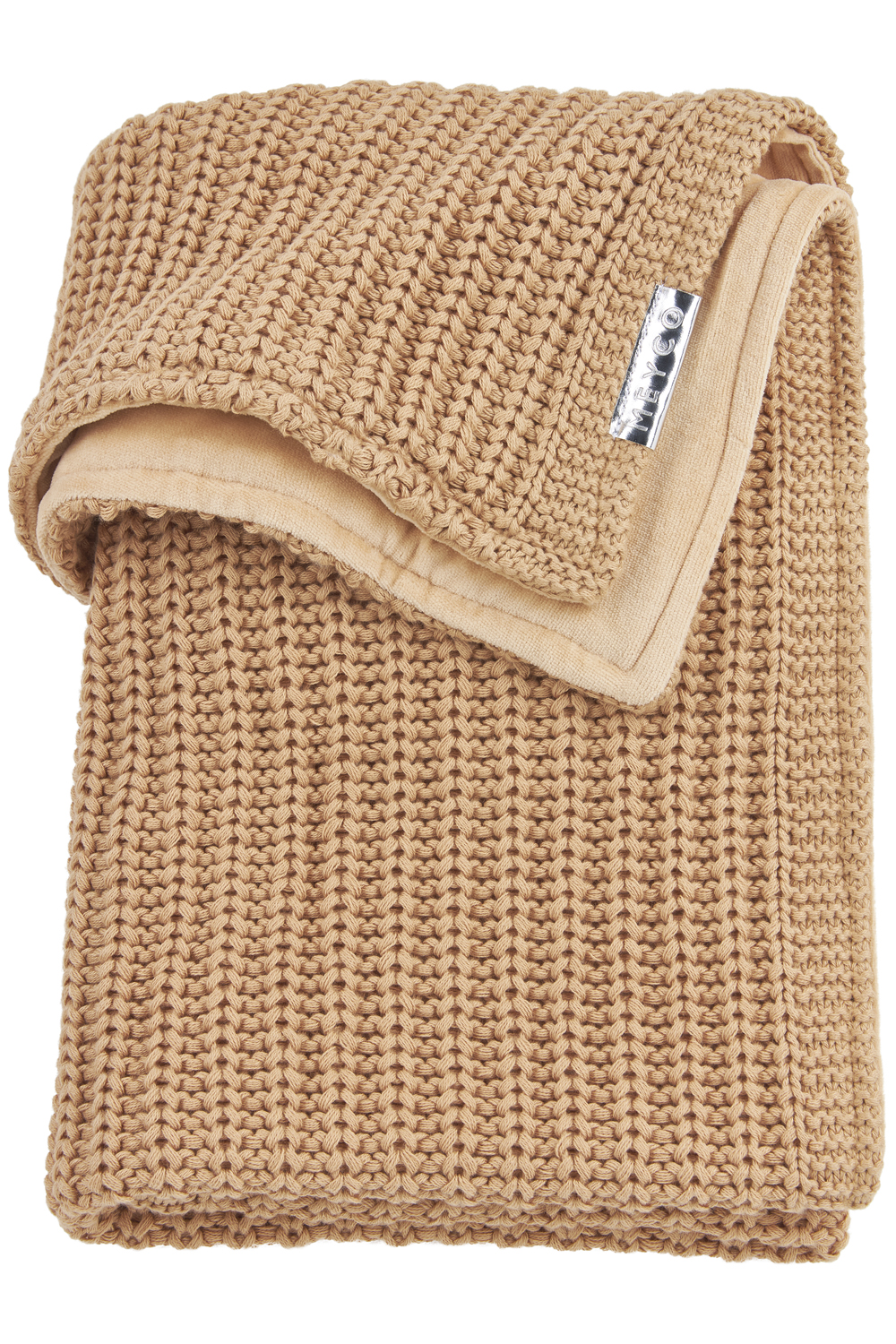 Crib bed blanket Herringbone velvet - warm sand - 75x100cm
