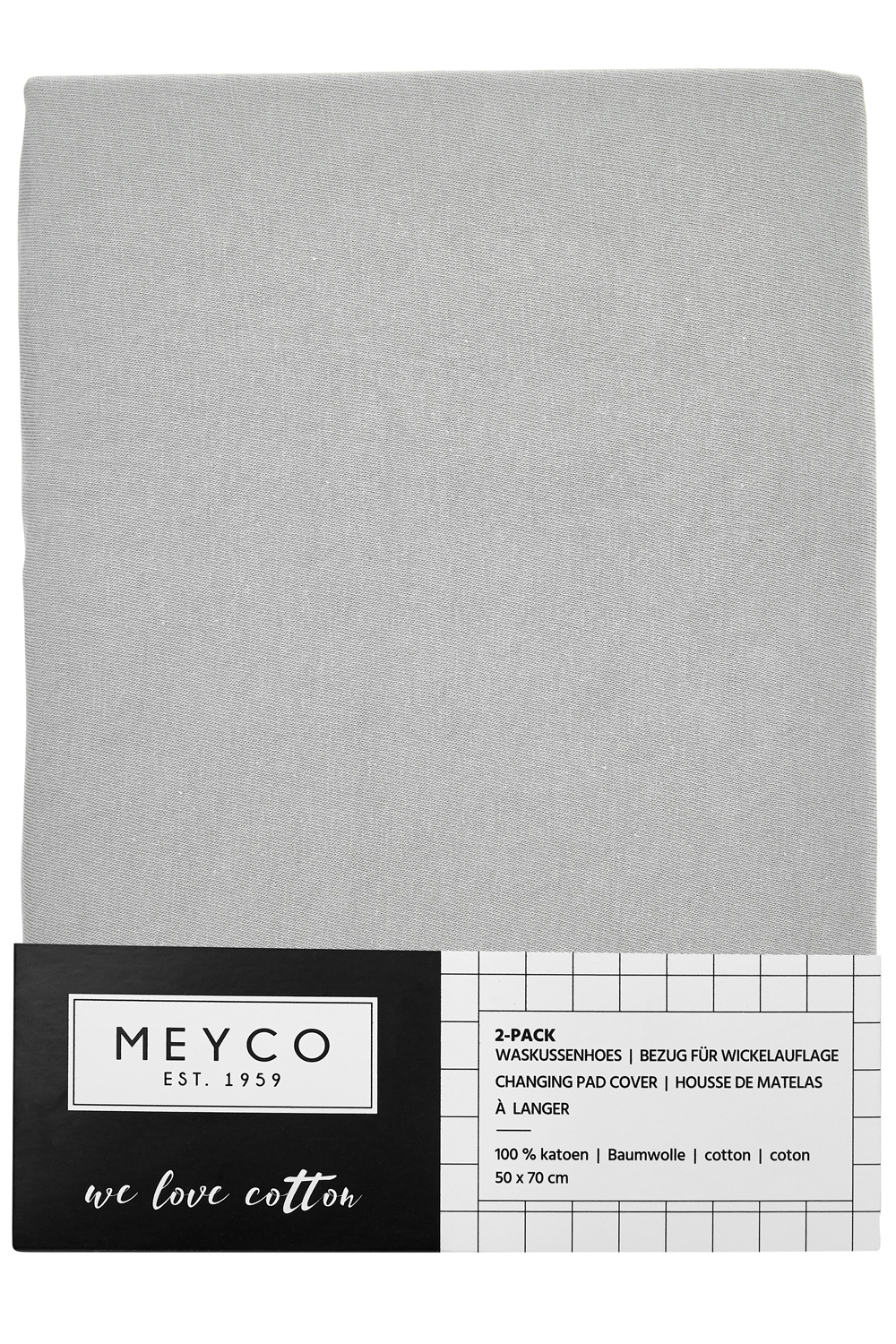 Changing mat cover 2-pack Uni - light grey - 50x70cm