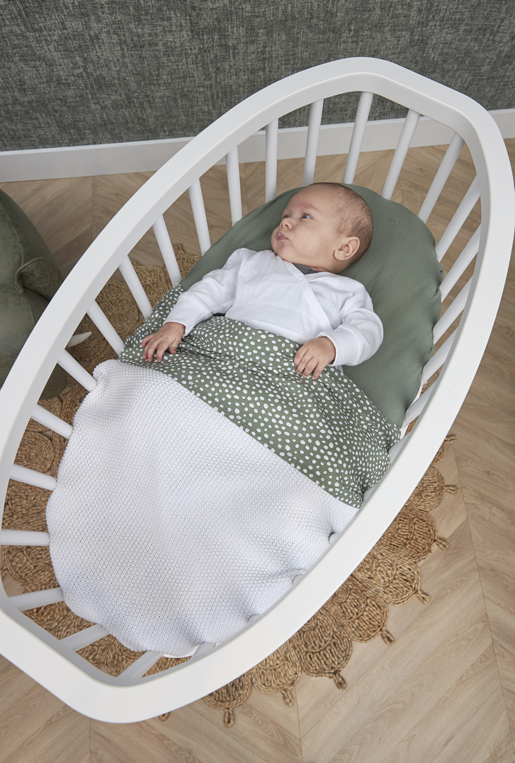 Organic Cot Bed Blanket Mini Relief - Warm White - 100X150 cm