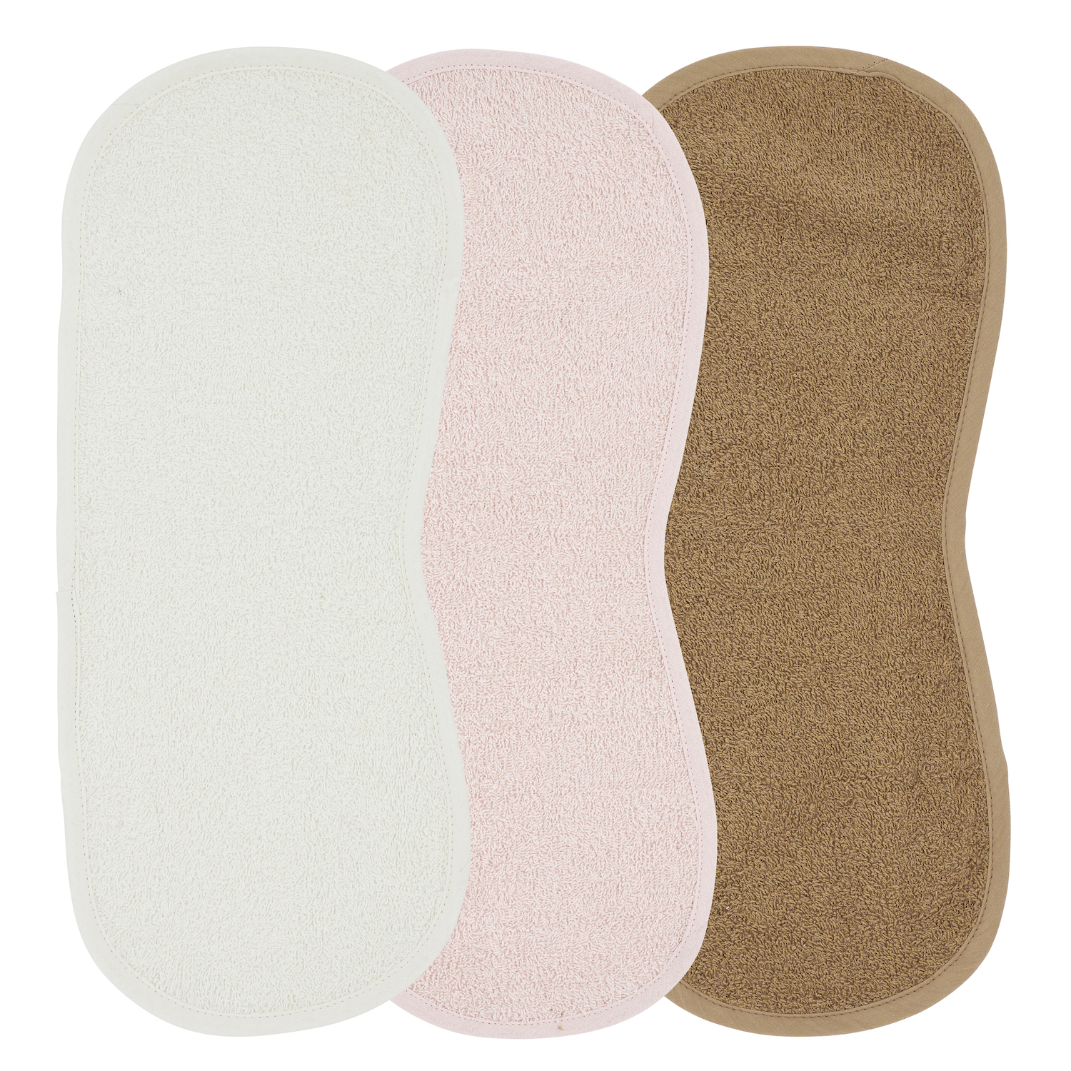 Burb cloth 3-pack terry Uni - offwhite/soft pink/toffee - 53x20cm
