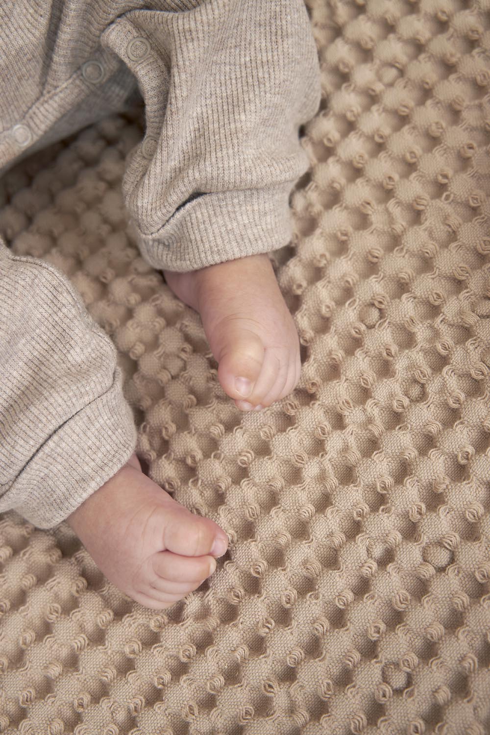 Babydecke groß Waffel Teddy - sand - 100x150cm