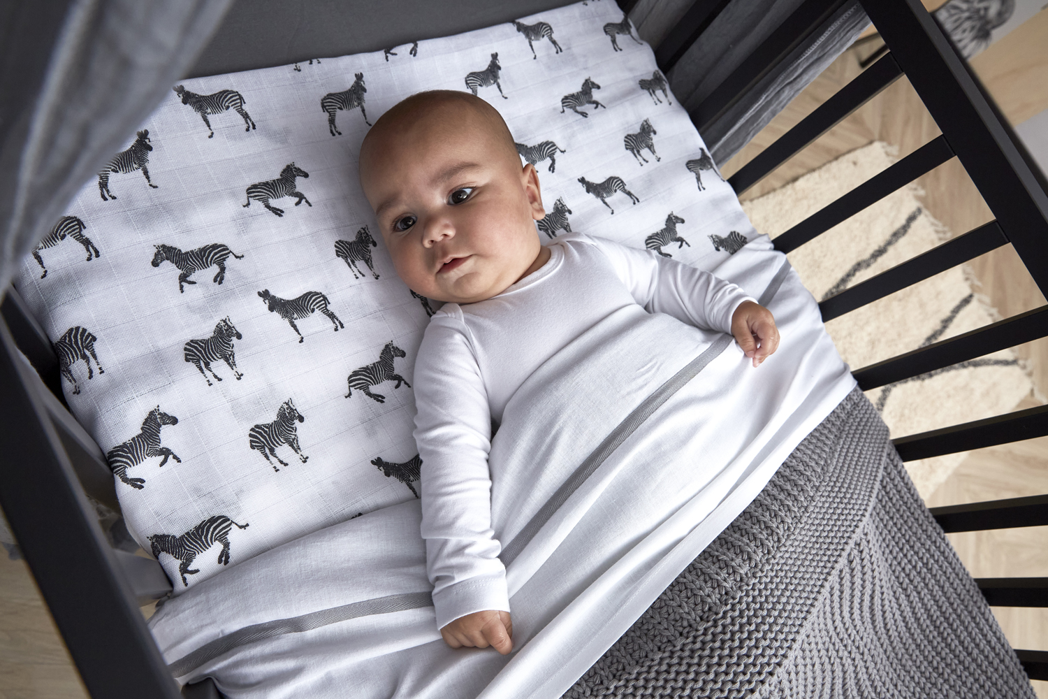 Ledikant deken Herringbone - grey - 100x150cm