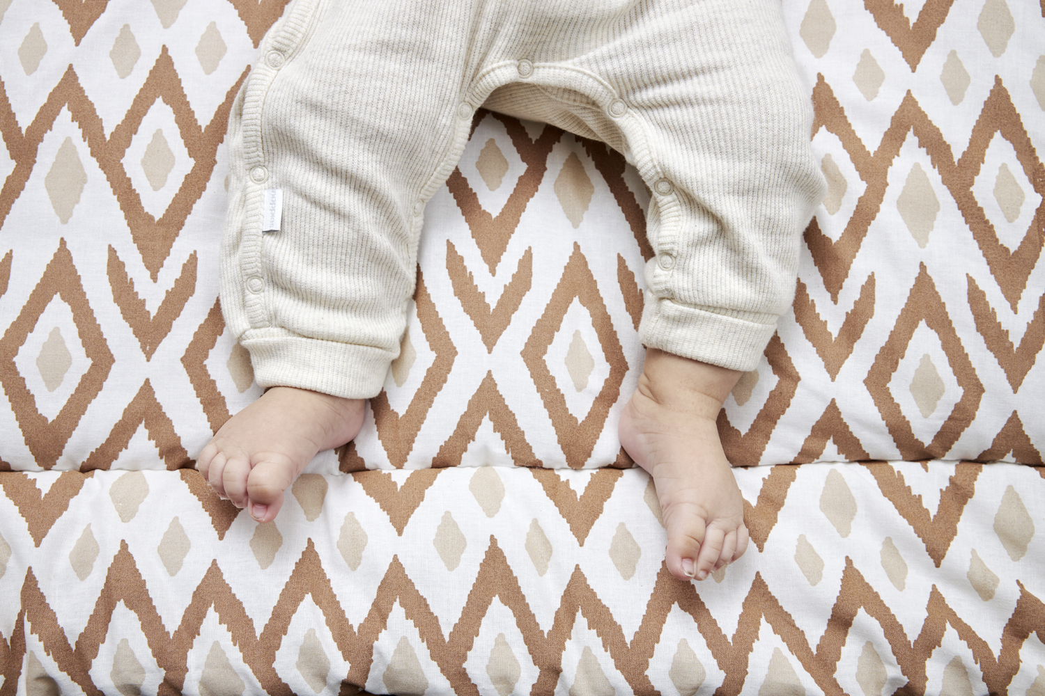 Playpen mattress Ikat - sand/toffee - 80x100cm