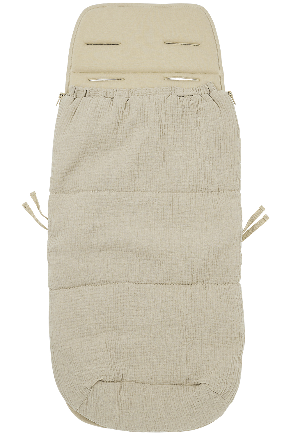 Footmuff for pushchair and inlay pre-washed muslin Uni - sand - 45x130cm (2-in-1)