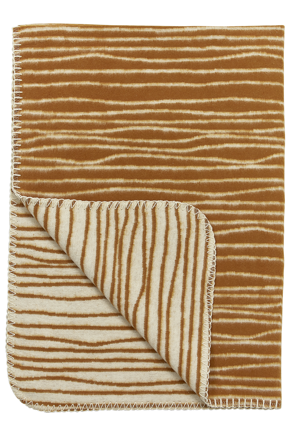 Crib bed blanket Stripe - camel/offwhite - 75x100cm