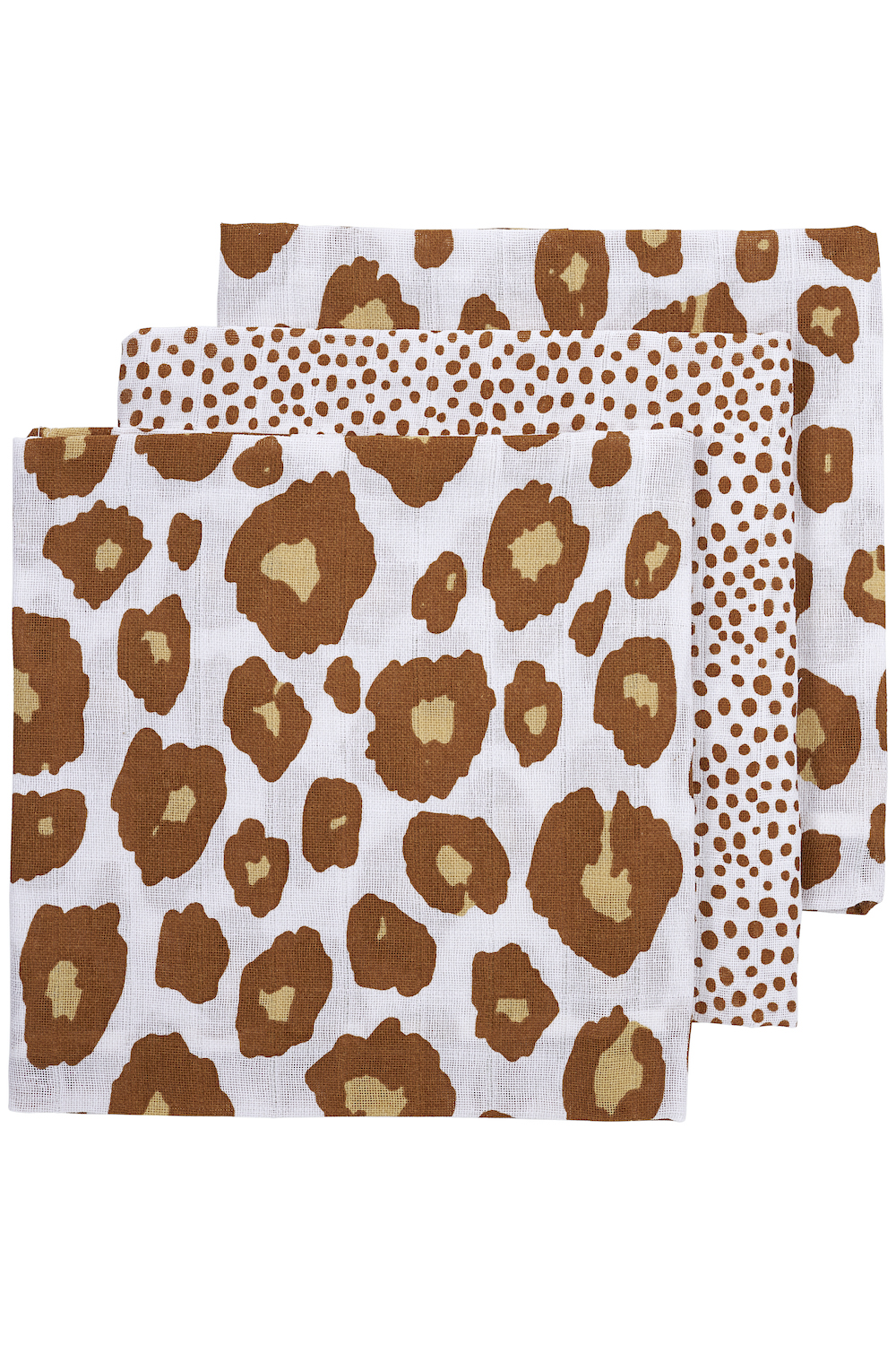 Muslin squares 3-pack Cheetah/Panther - camel - 70x70cm