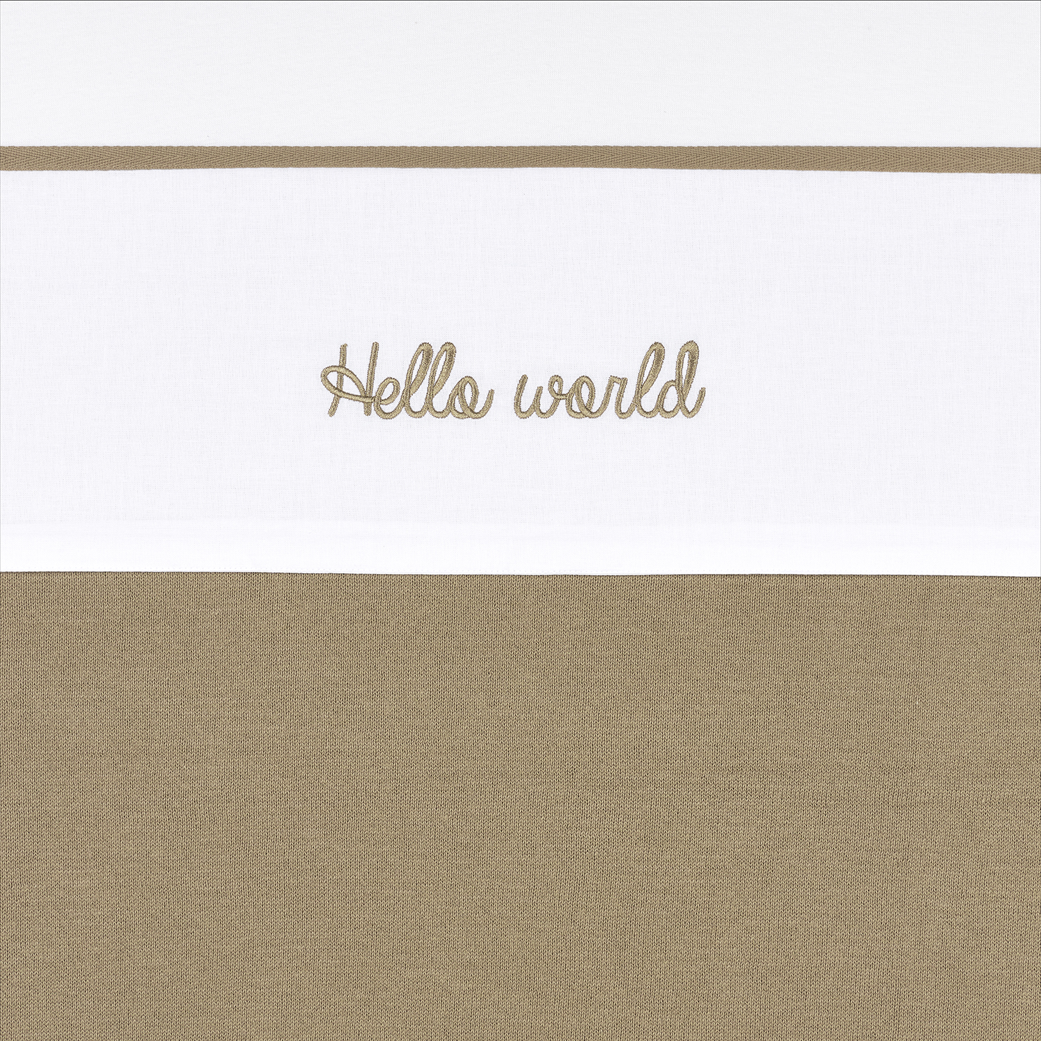 Wieglaken Hello World - taupe - 75x100cm