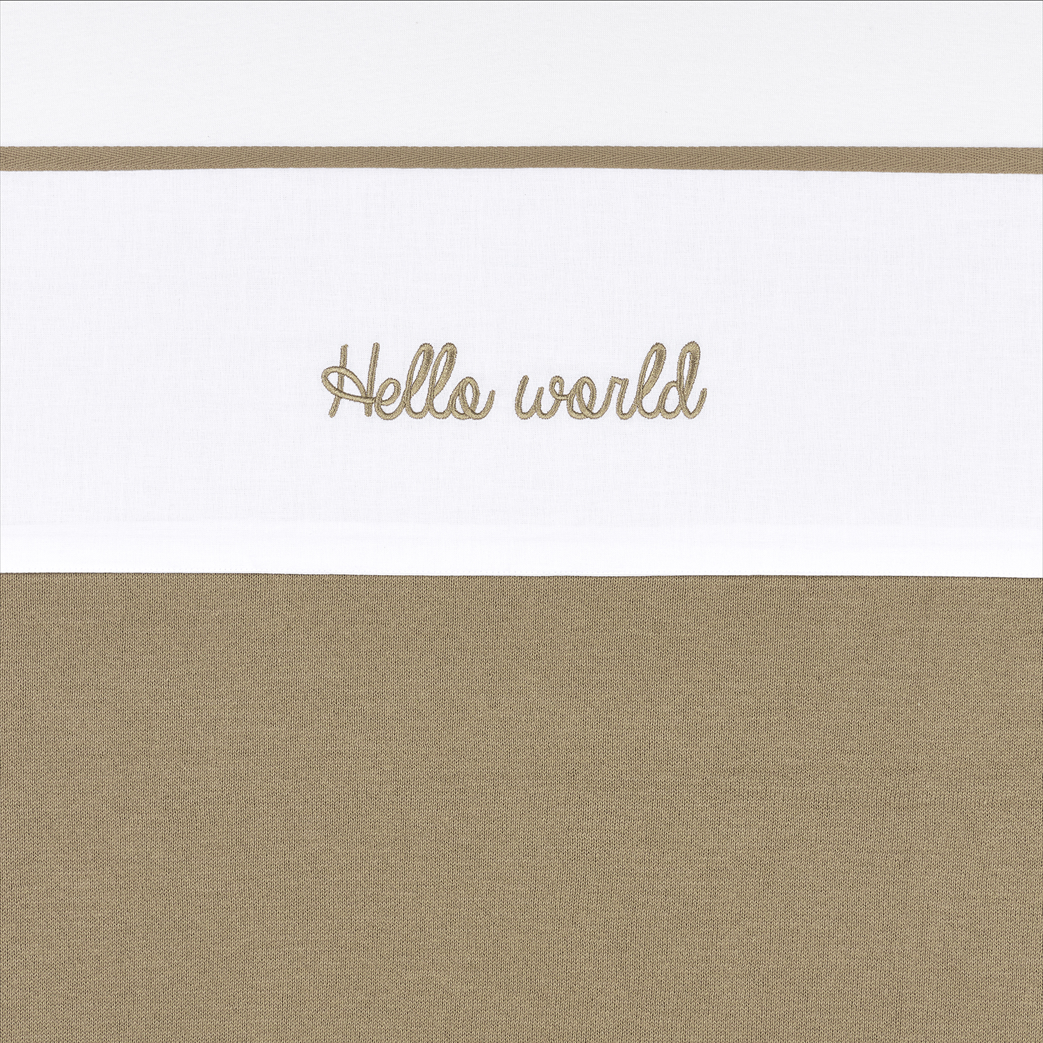 Crib sheet Hello World - taupe - 75X100cm